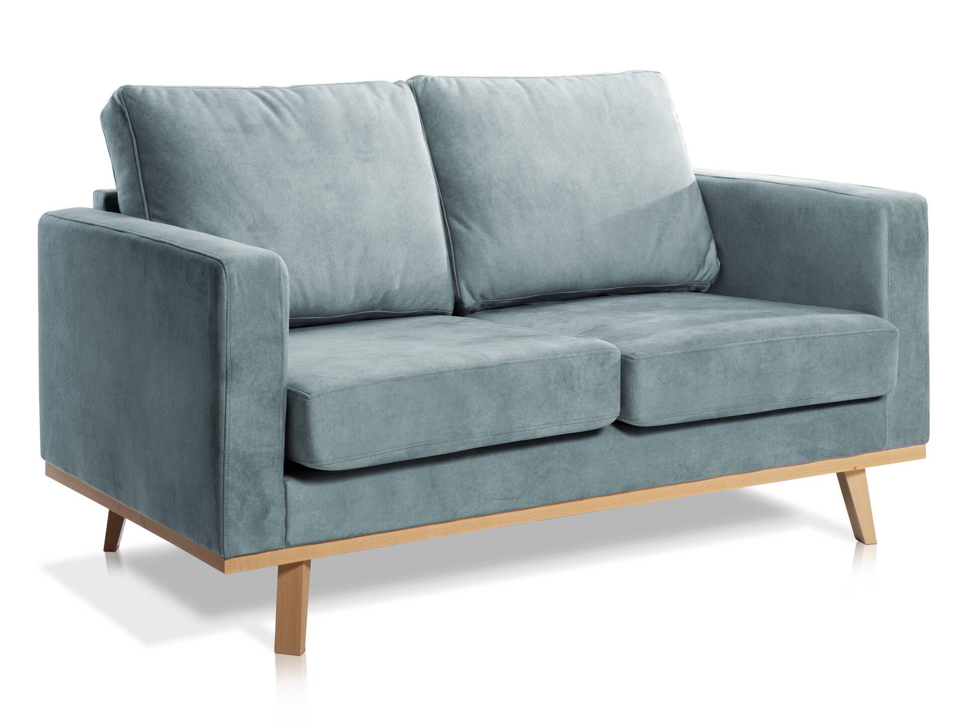 CORIN 2-Sitzer Sofa mit Echtholz-Untergestell, Bezug in Velour-Optik Mint