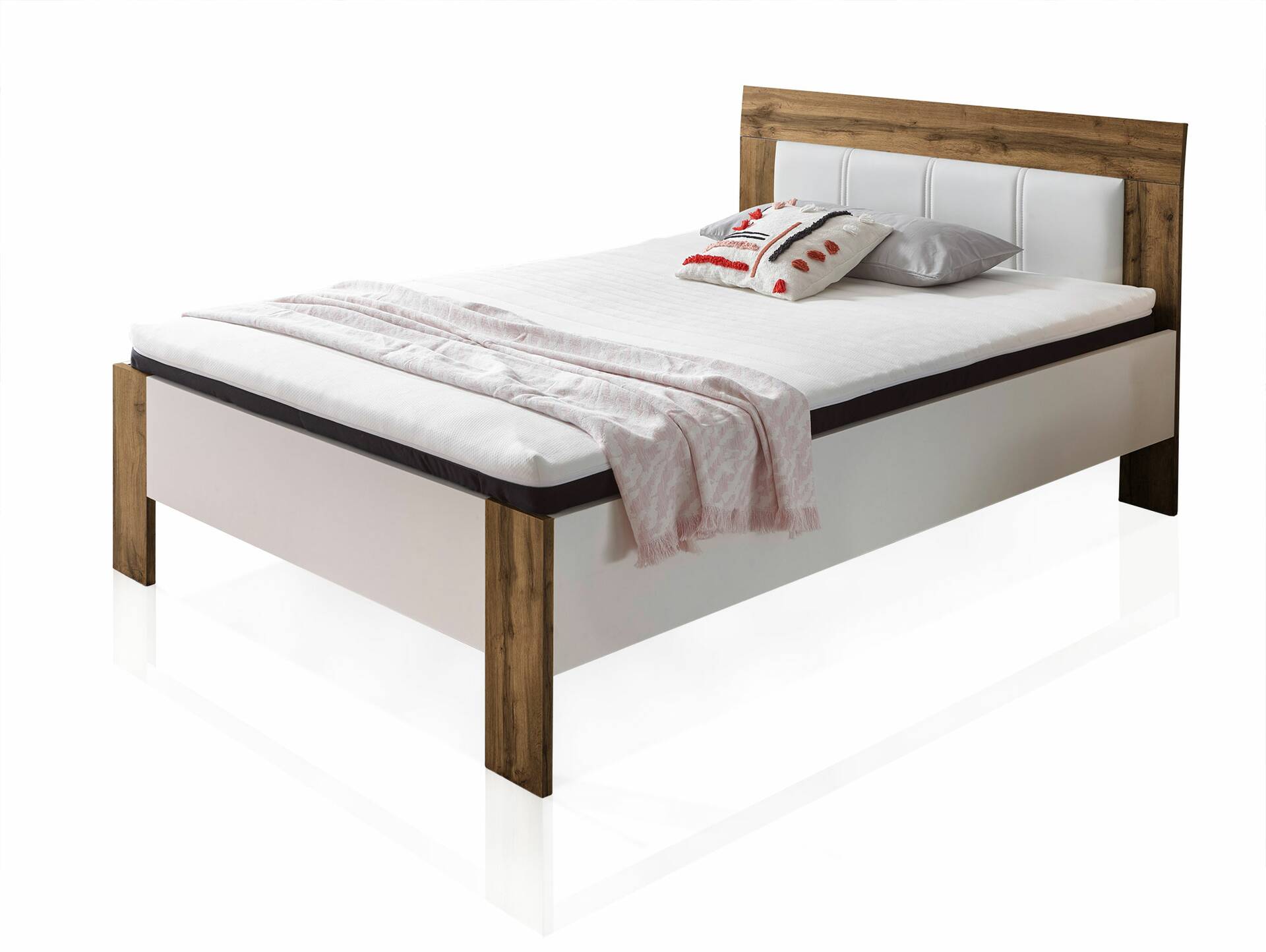 SERRY Bett / Jugendbett komplett mit Matratze und Rost, 140x200 cm, Material Dekorspanplatte 