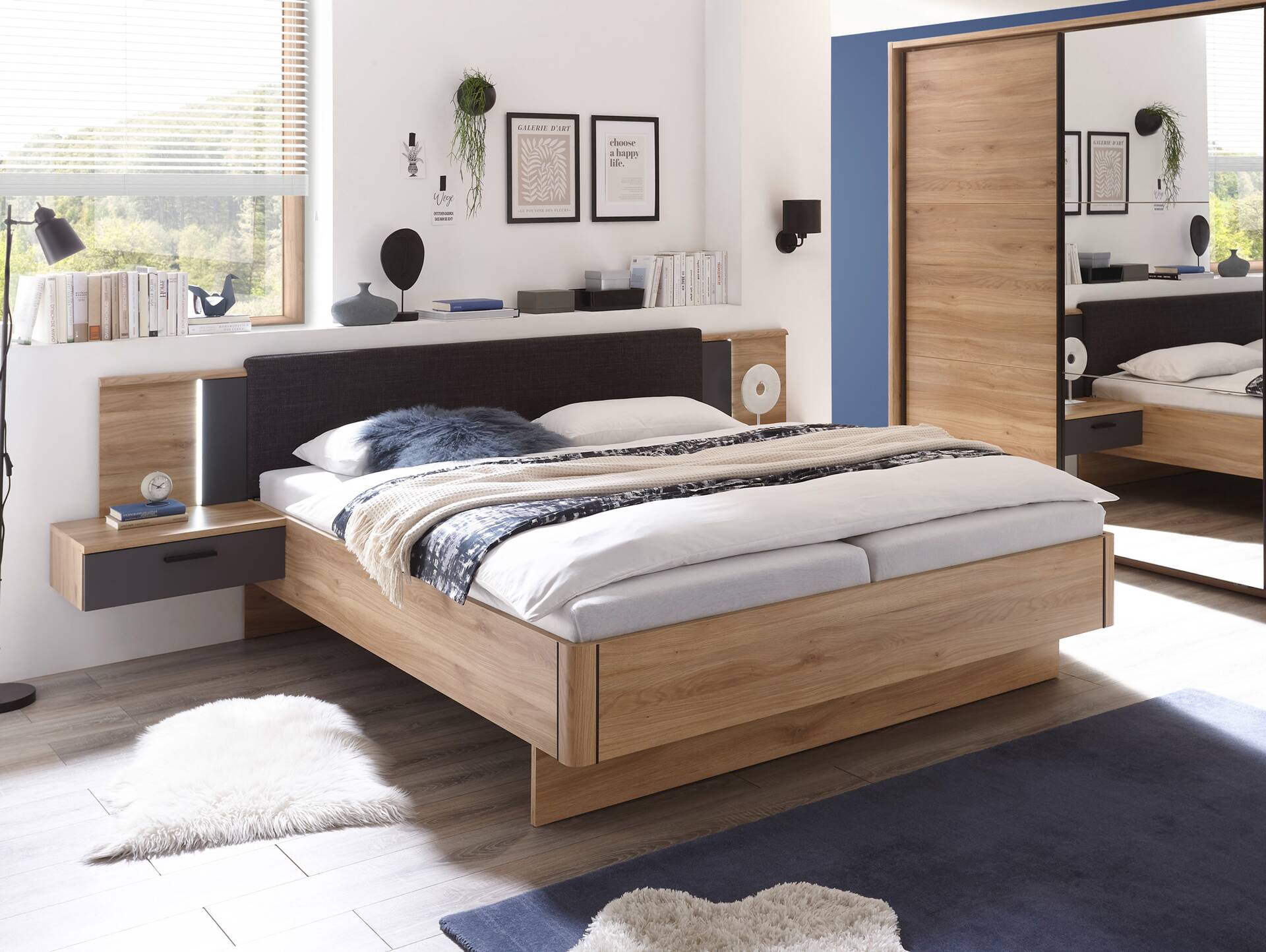 AUCKLAND Bettanlage 180x200 cm Maruvella Oak/Graphit 