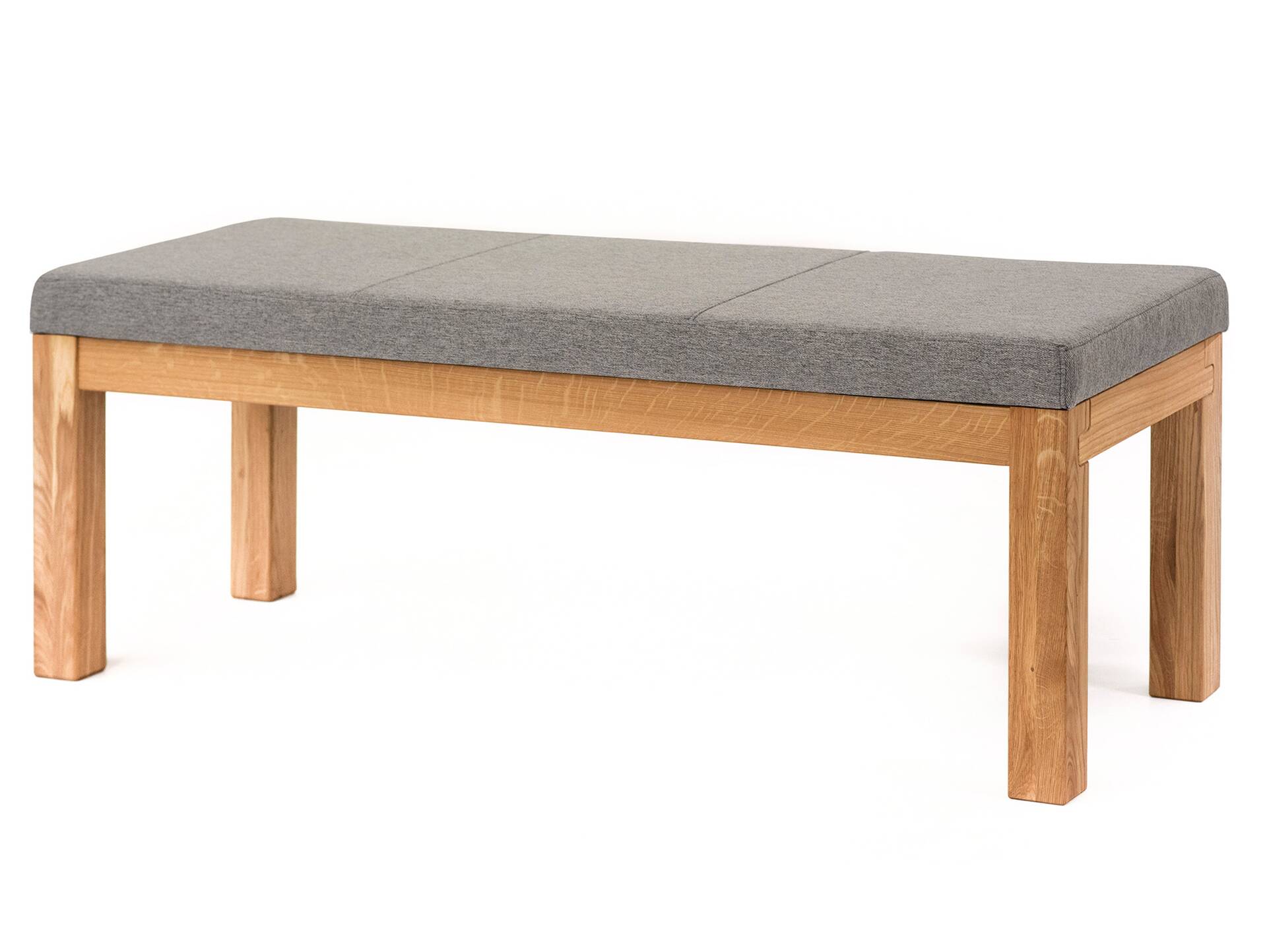 SALIMA II Sitzbank, Material Massivholz/Stoffbezug Eiche | 150 cm | ohne Rückenlehne | grau