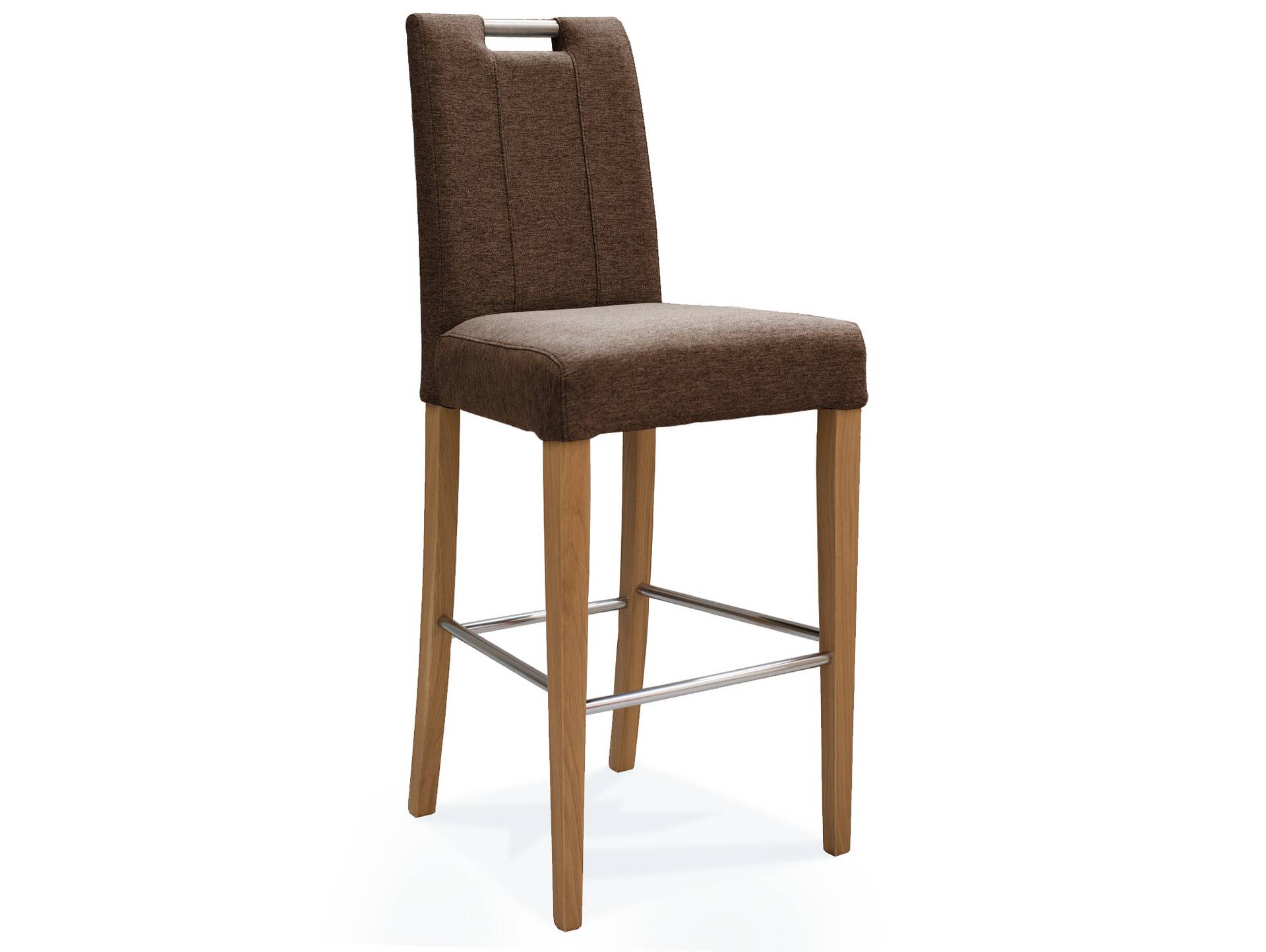 TEBINO Barstuhl, Gestell Massivholz/Stoffbezug Eiche | walnut