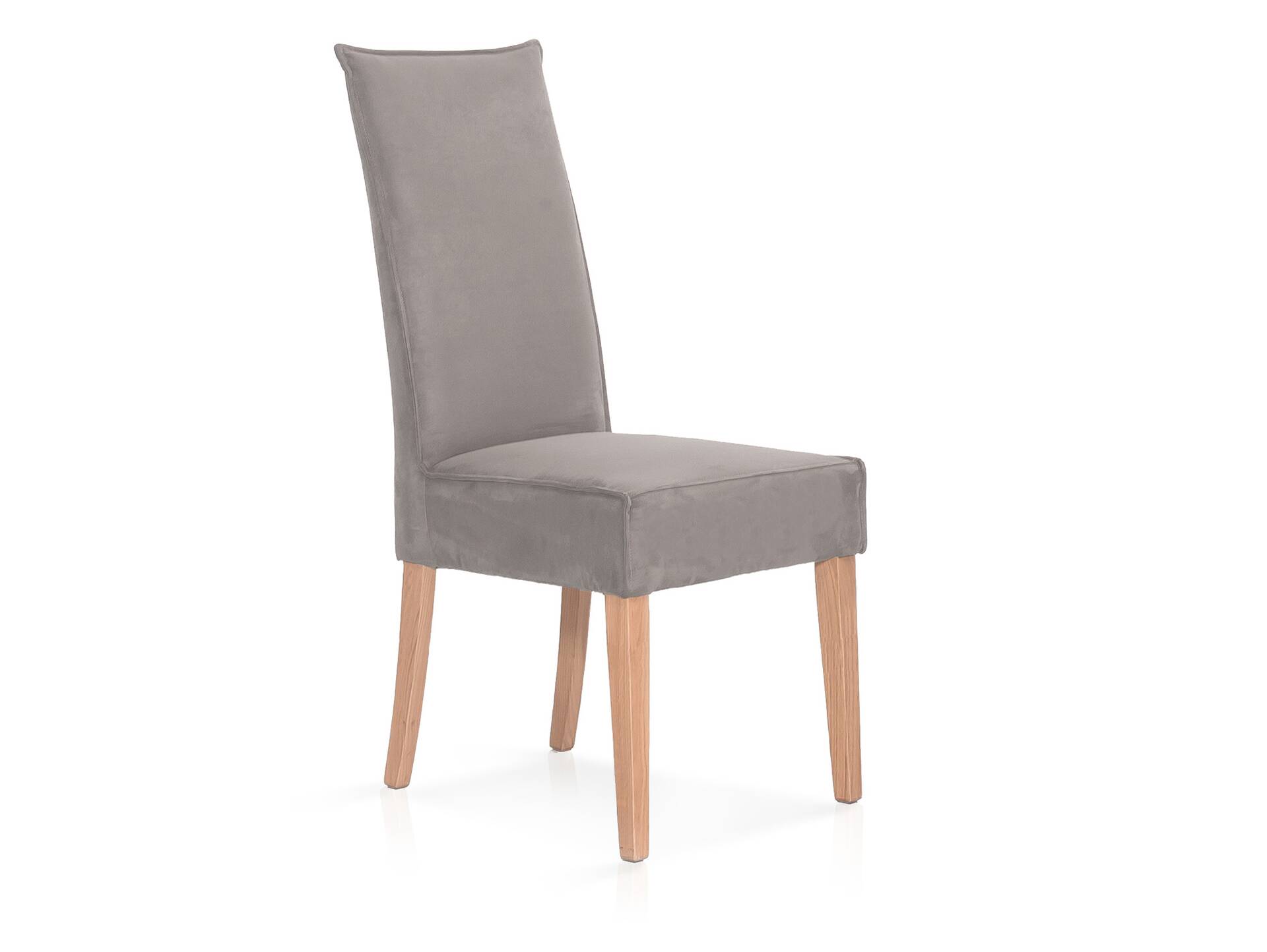 KARI Polsterstuhl / Hochlehner mit Komfortsitz, Material Kunstfaser Nubukoptik/Massivholz Buche | silvercreme