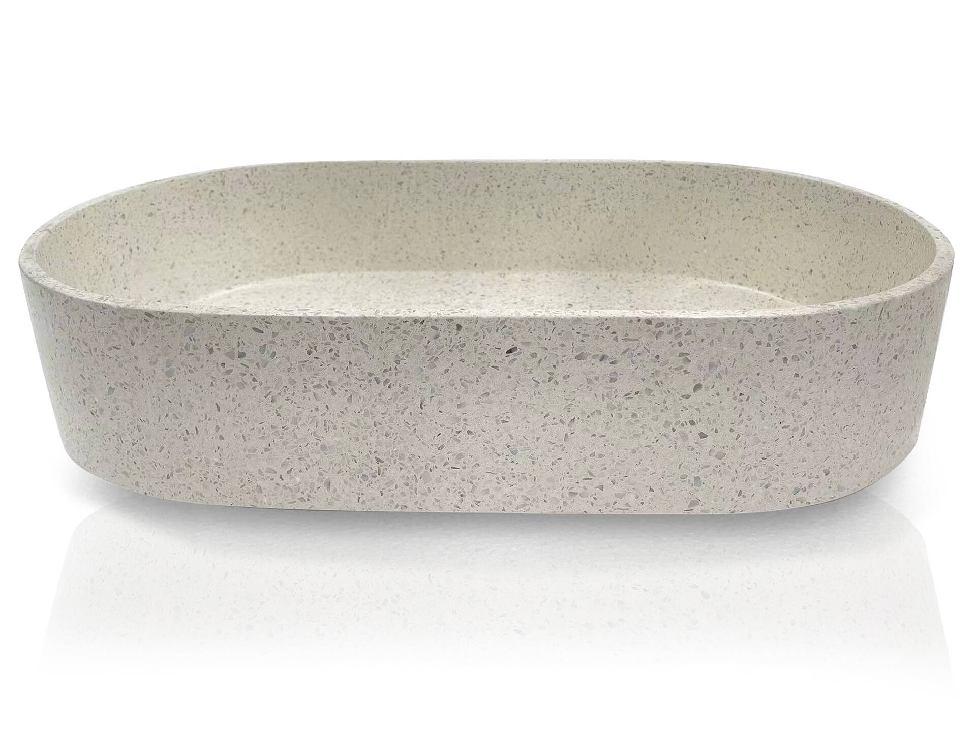 KAIKO Aufsatzwaschbecken, Material Terrazzo, oval weiss