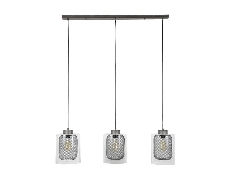 MATIDA Pendelleuchte mit 3 Schirmen aus Glas/Metall 