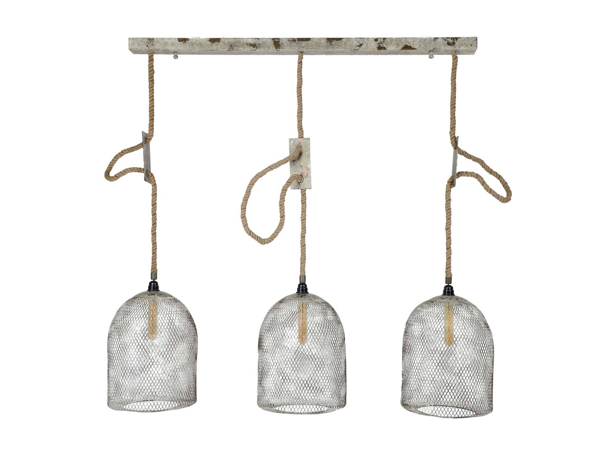 CLIVO Hängelampe II mit 3 Schirmen aus Metallgeflecht 