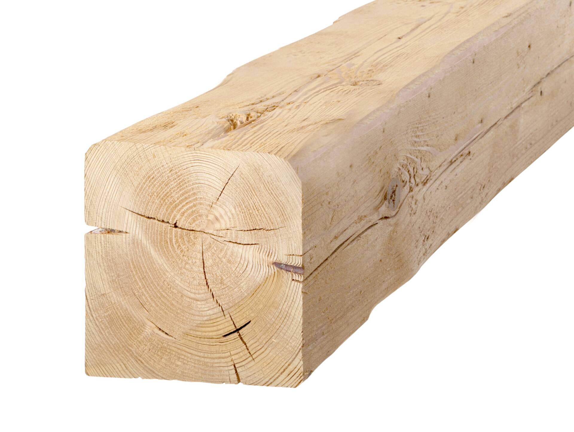 Fichtenbalken gehackt, Fichte natur, Material Massivholz 190 x 190 mm | 2 Meter