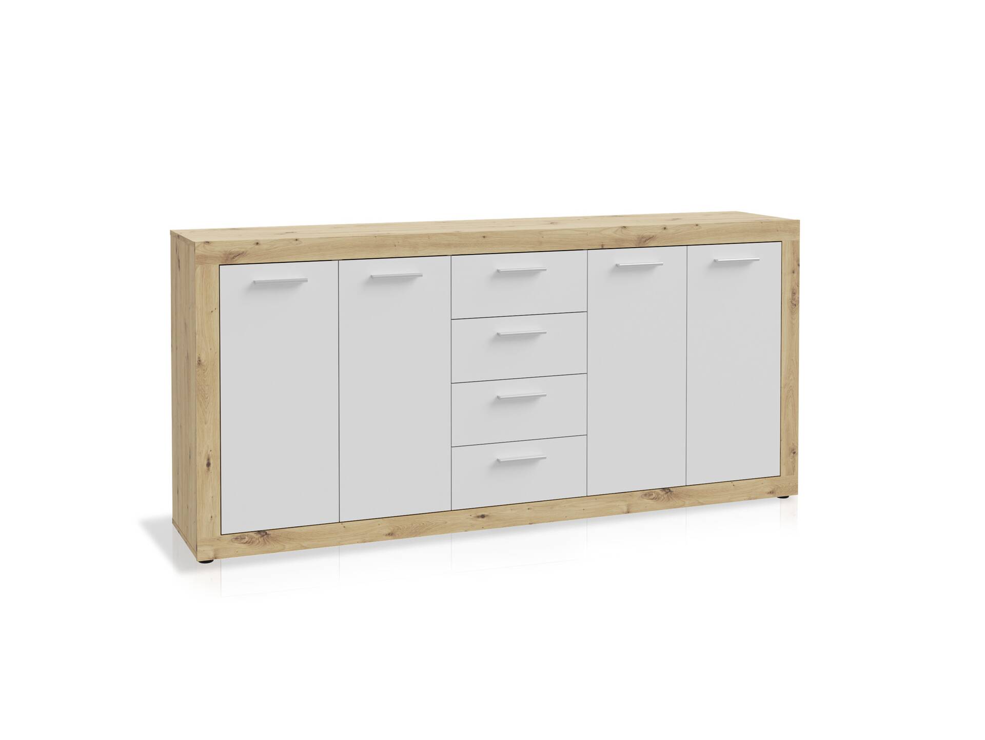 BEGGY Sideboard, Material Dekorspanplatte, Artisan Eiche Nachbildung/weiss 