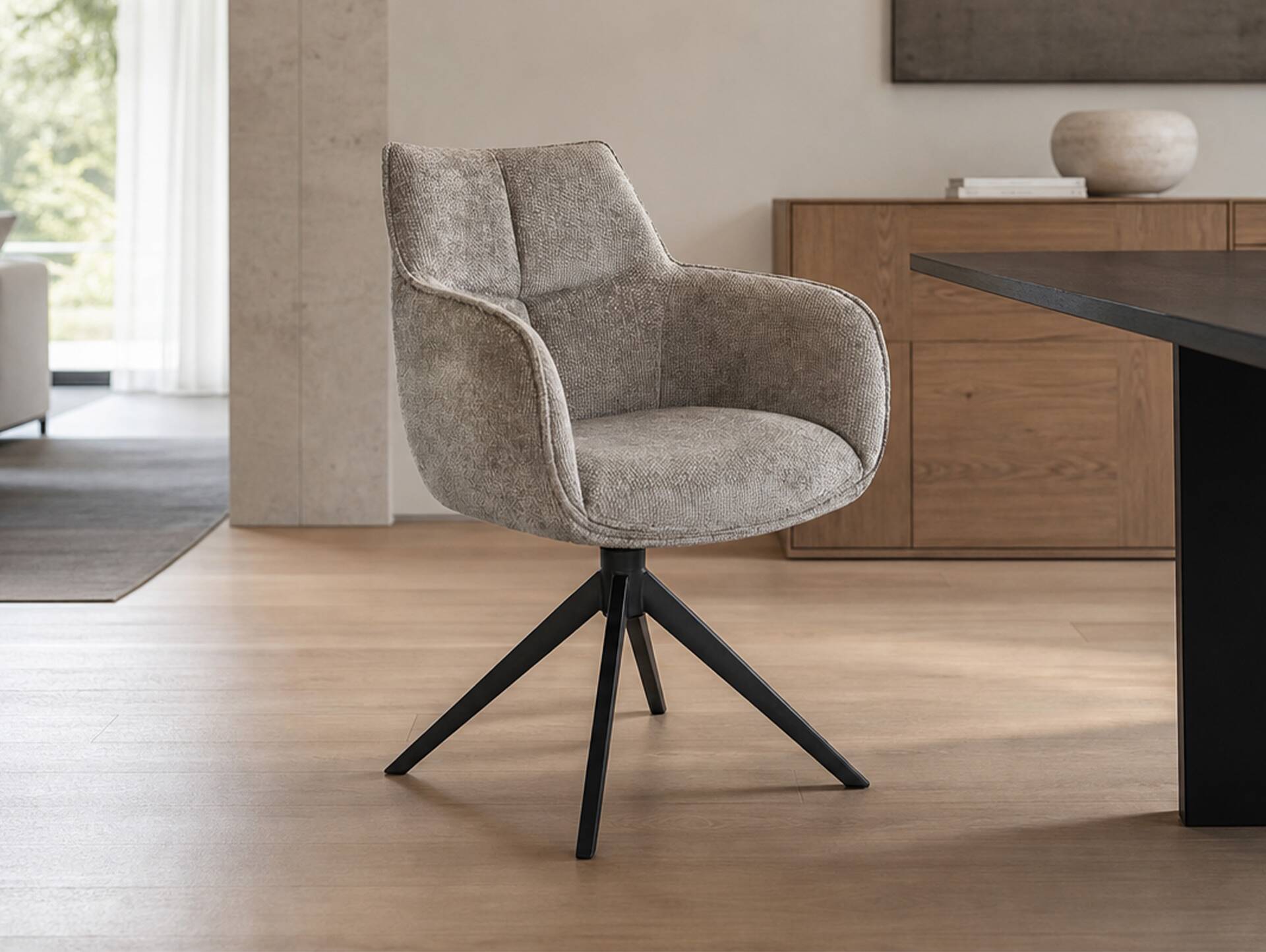 LONDON Schalenstuhl, Material Strukturstoff Beige | 1 Stück