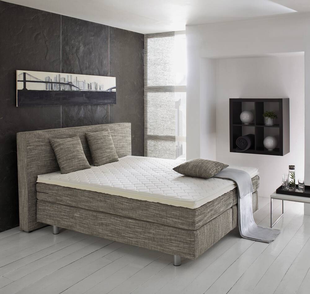 Doppelbett/Boxspringbett KIARA schwarz/grau/beige 