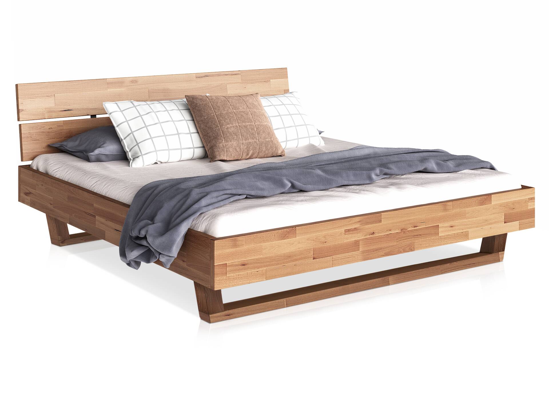 LÖWEN Holz-Kufenbett mit Kopfteil, Material Massivholz 90 x 200 cm | Buche unbehandelt