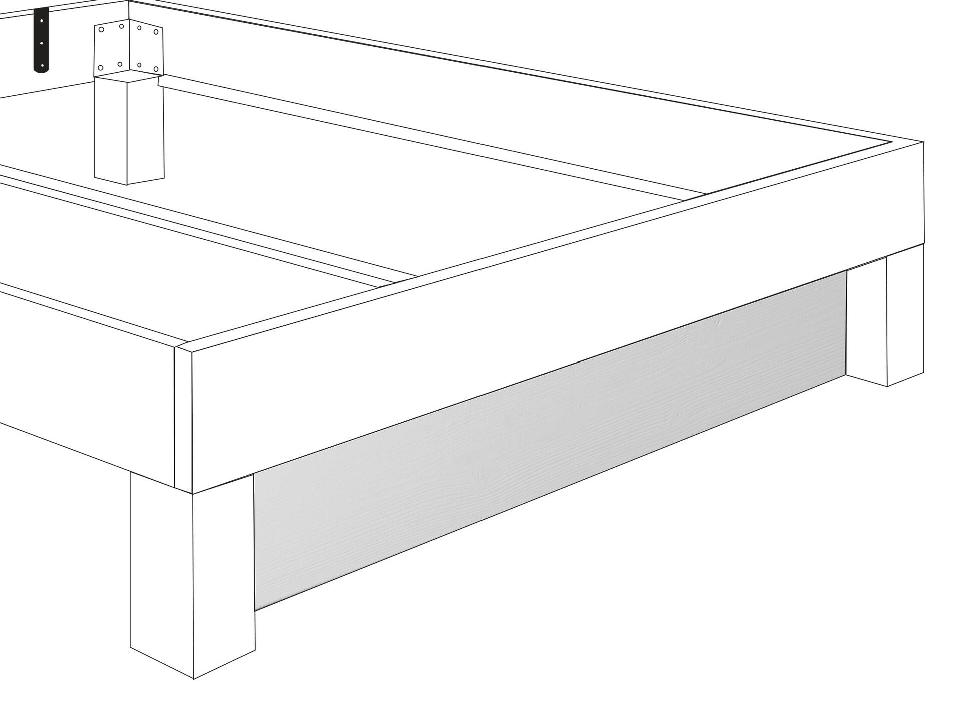 LUKY Blende zum 4-Fuß-Bett, Material Massivholz, Fichte weiß lackiert 