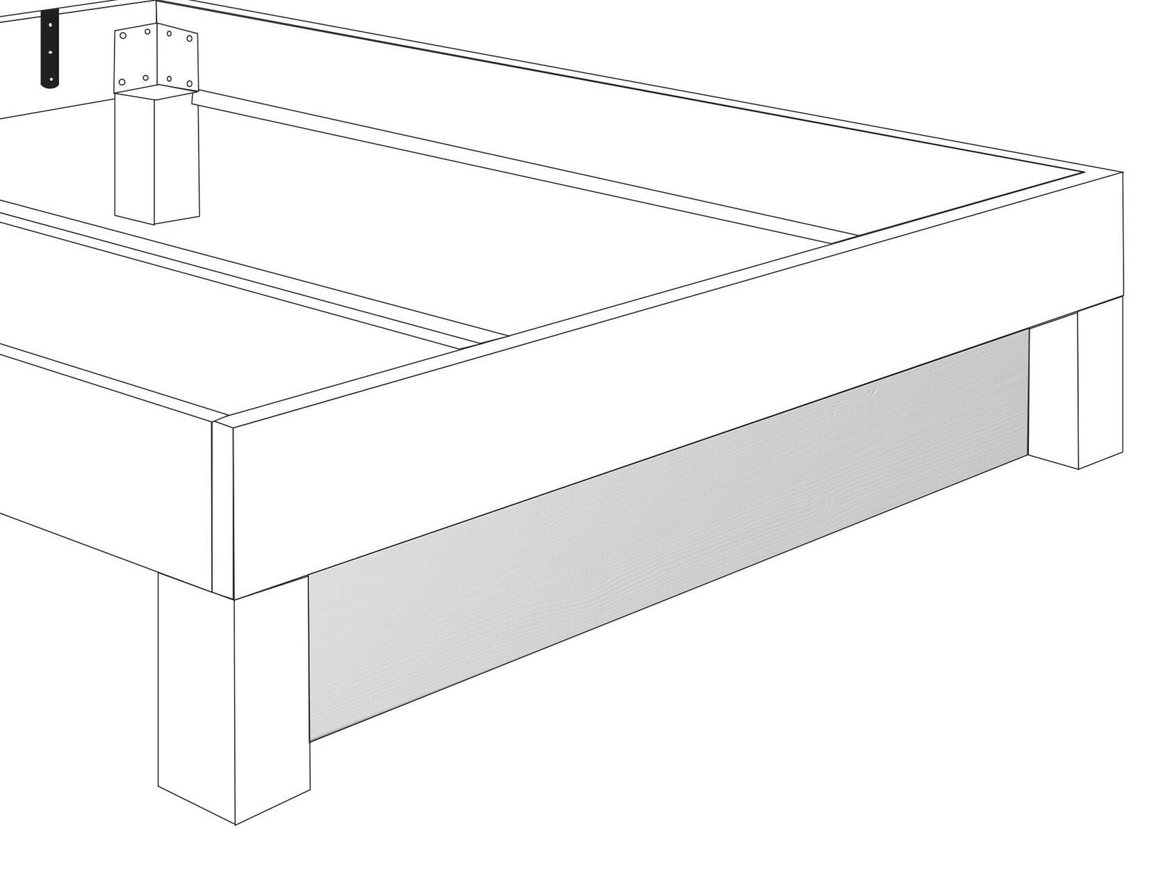 LÖWEN Blende zum 4-Fuß-Bett, Material Massivholz Buche geölt | Standardhöhe | Überlänge