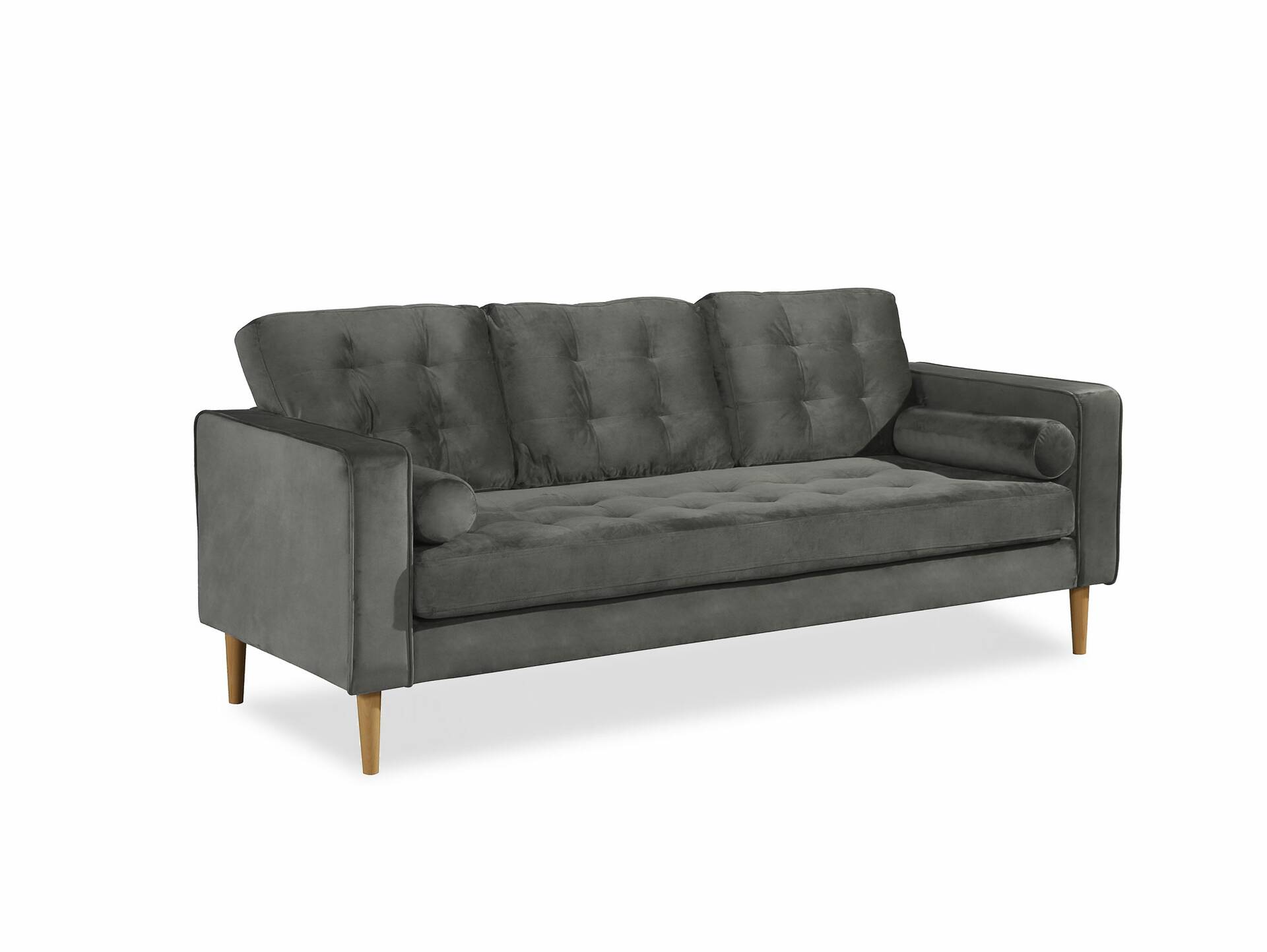 GLAMMY 3-Sitzer Sofa mit Samtbezug, Füße Buche massiv 