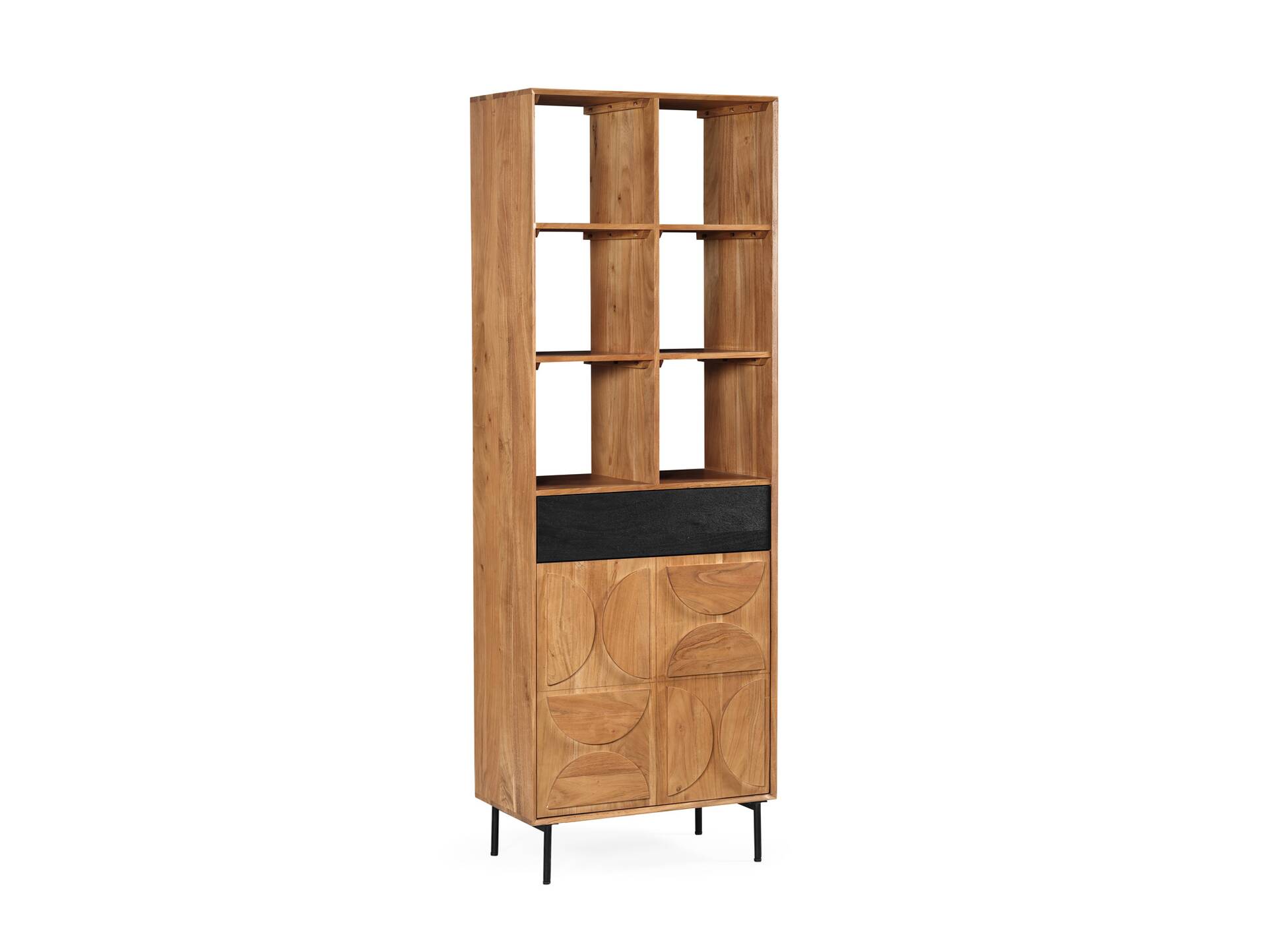 CATANDO Regal, Material Massivholz, Akazie honigfarben/Abs. schwarz 