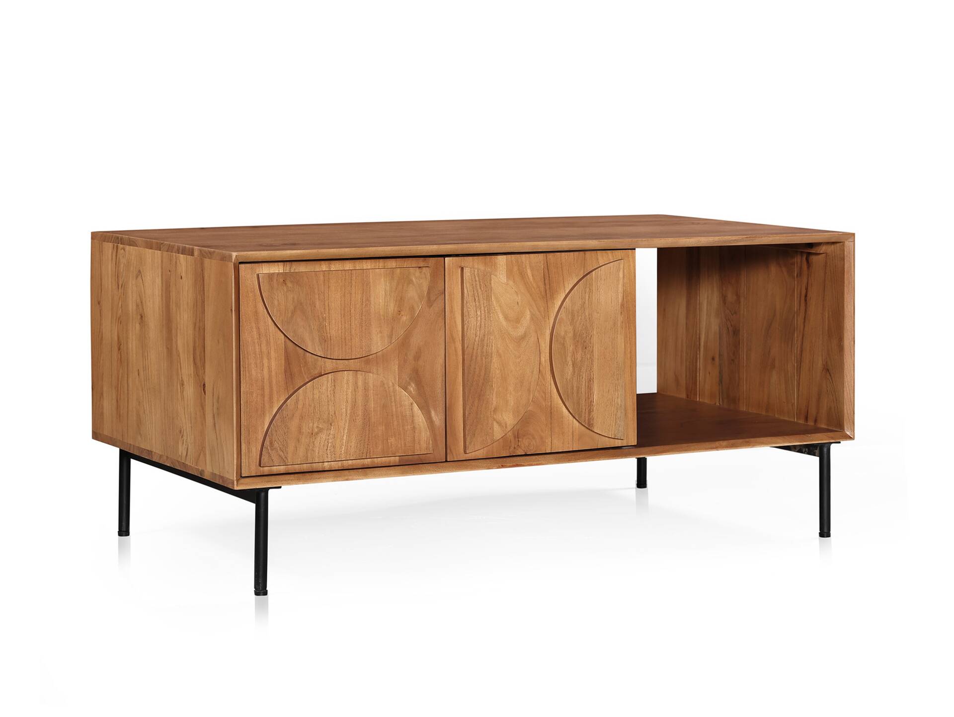 CATANDO Couchtisch, Material Massivholz, Akazie honigfarben 