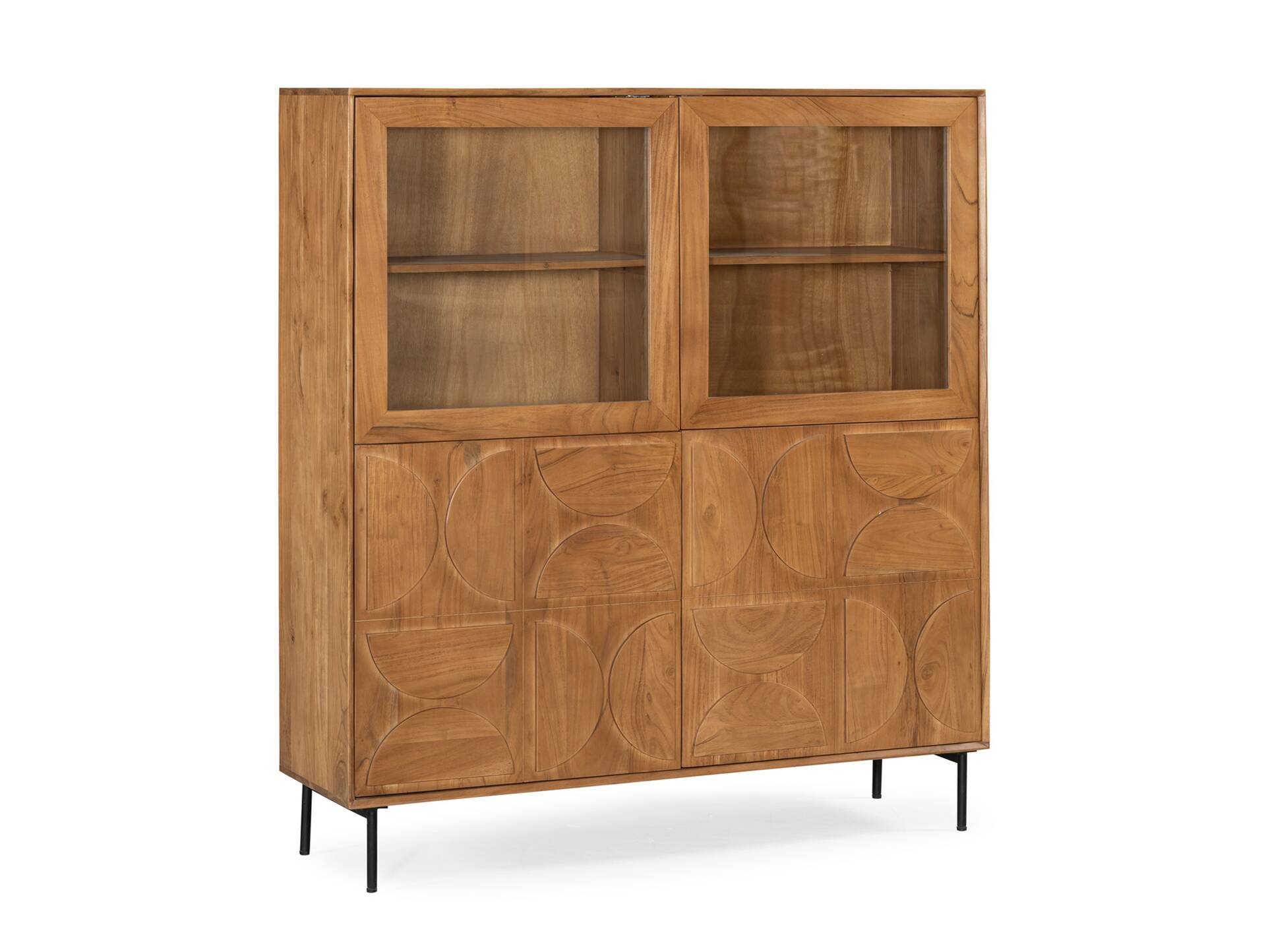 CATANDO Highboard, Material Massivholz, Akazie honigfarben/Abs. schwarz 