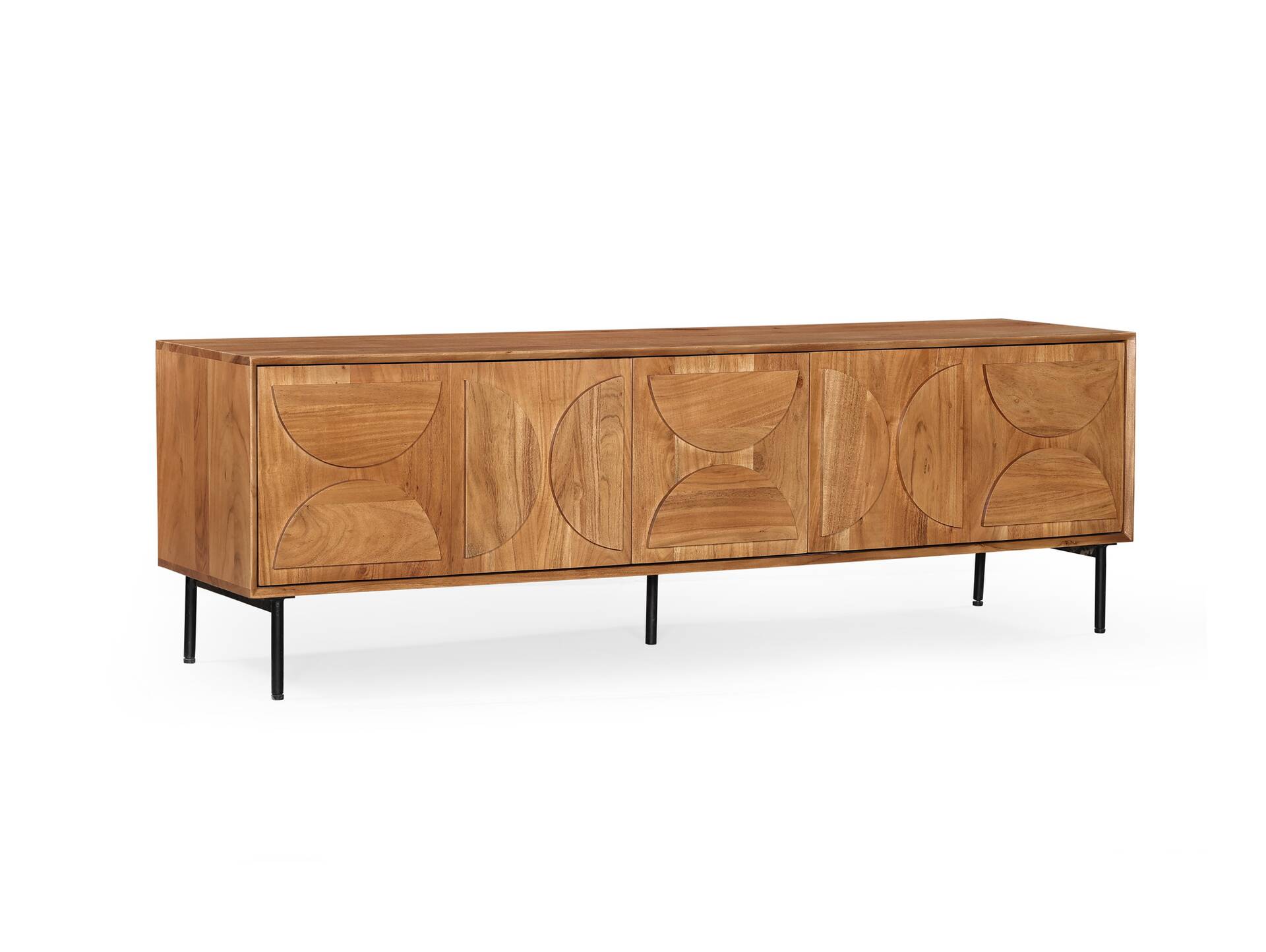 CATANDO TV-Element, Material Massivholz, Akazie honigfarben/Abs. schwarz 