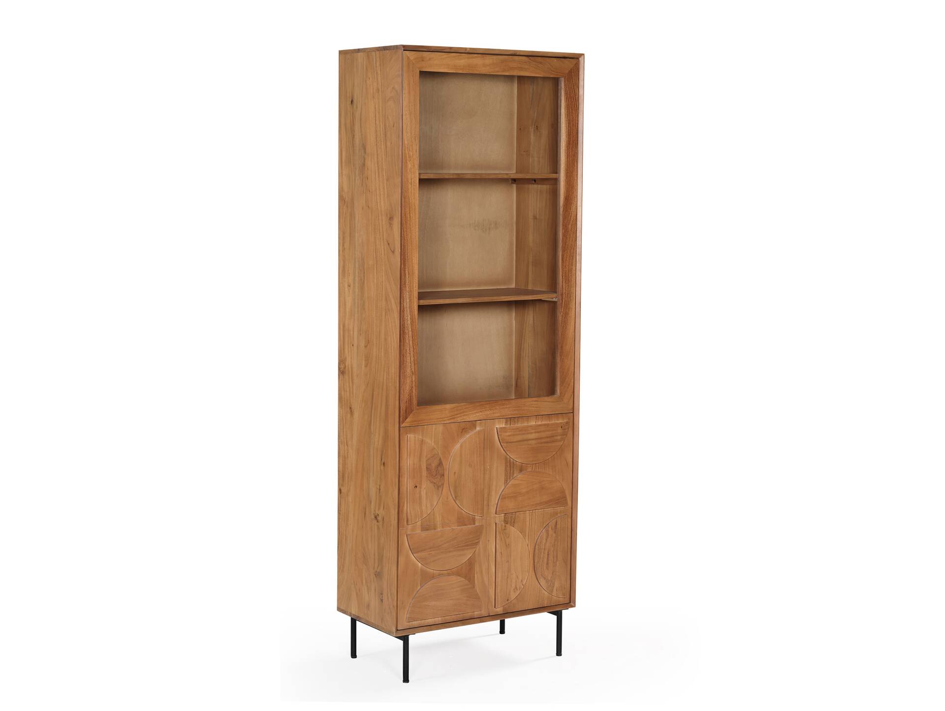 CATANDO Vitrine, Material Massivholz, Akazie honigfarben/Abs. schwarz 