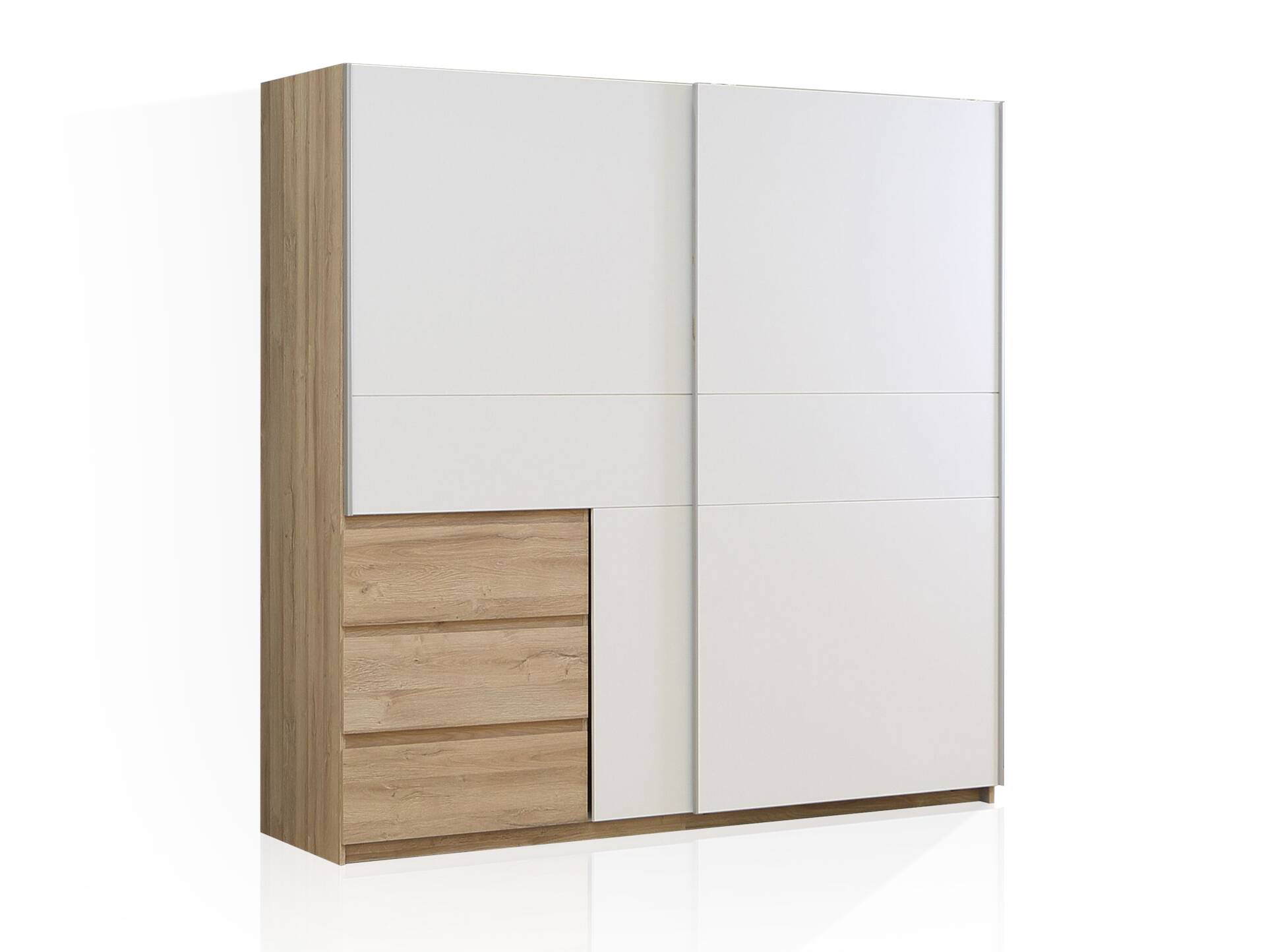 CALISTO Kleiderschrank, Material Dekorspanplatte, Eiche biancofarbig / weiss 