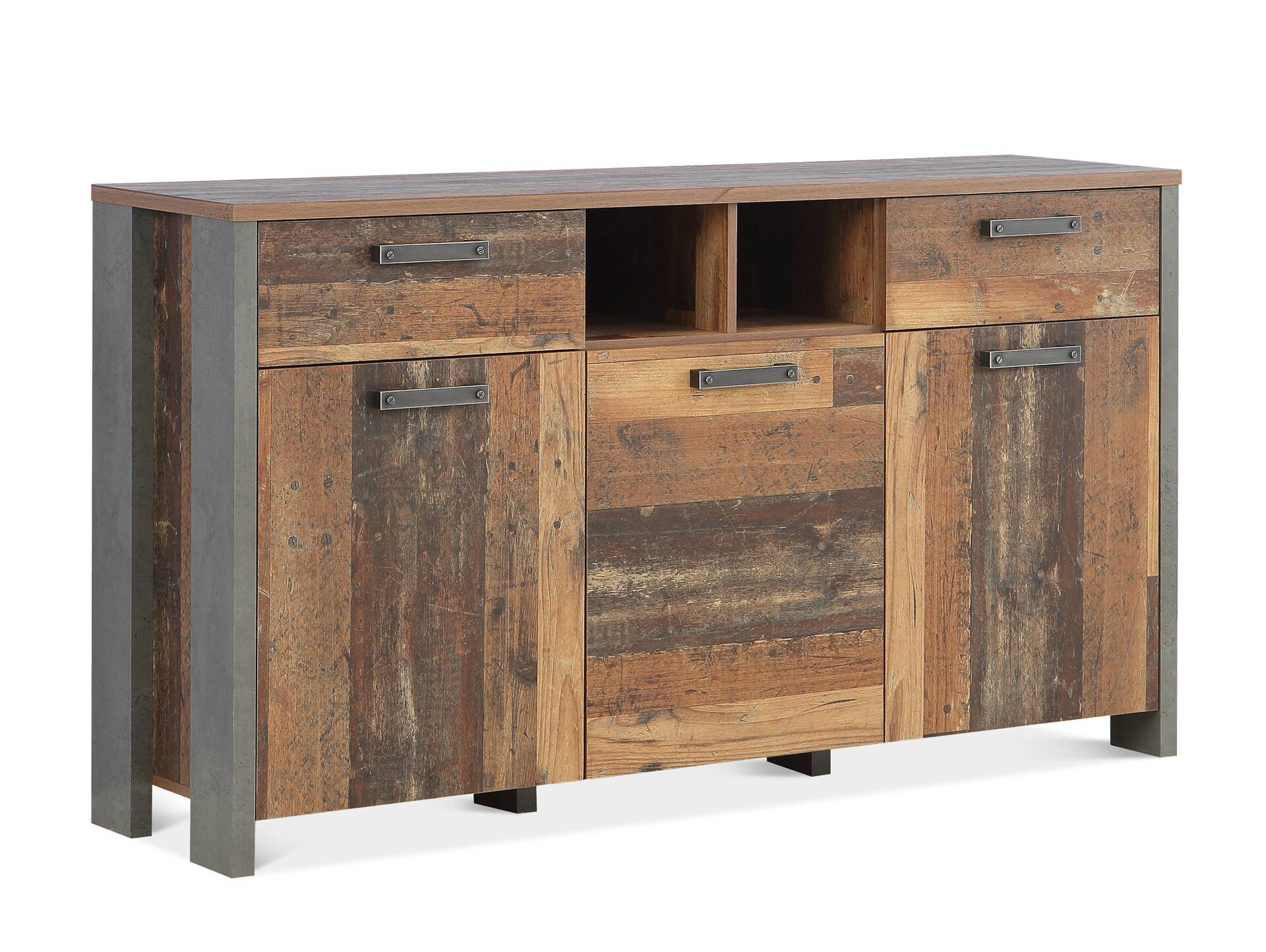 CASSIA Sideboard I, Material Dekorspanplatte, Old Wood Vintage Nachbildung/betonfarbig 