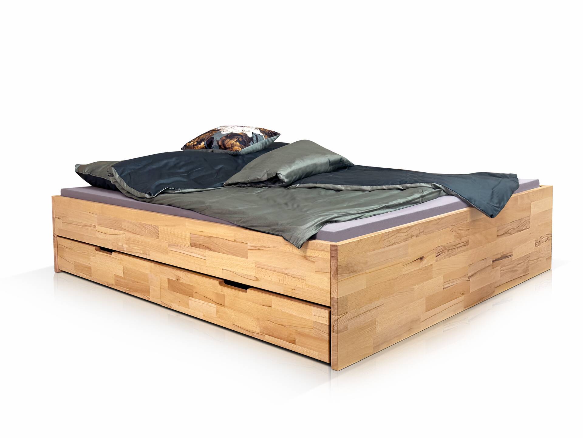 CHICO Stauraumbett ohne Kopfteil, Material Massivholz 180 x 200 cm | Buche geölt | einseitig