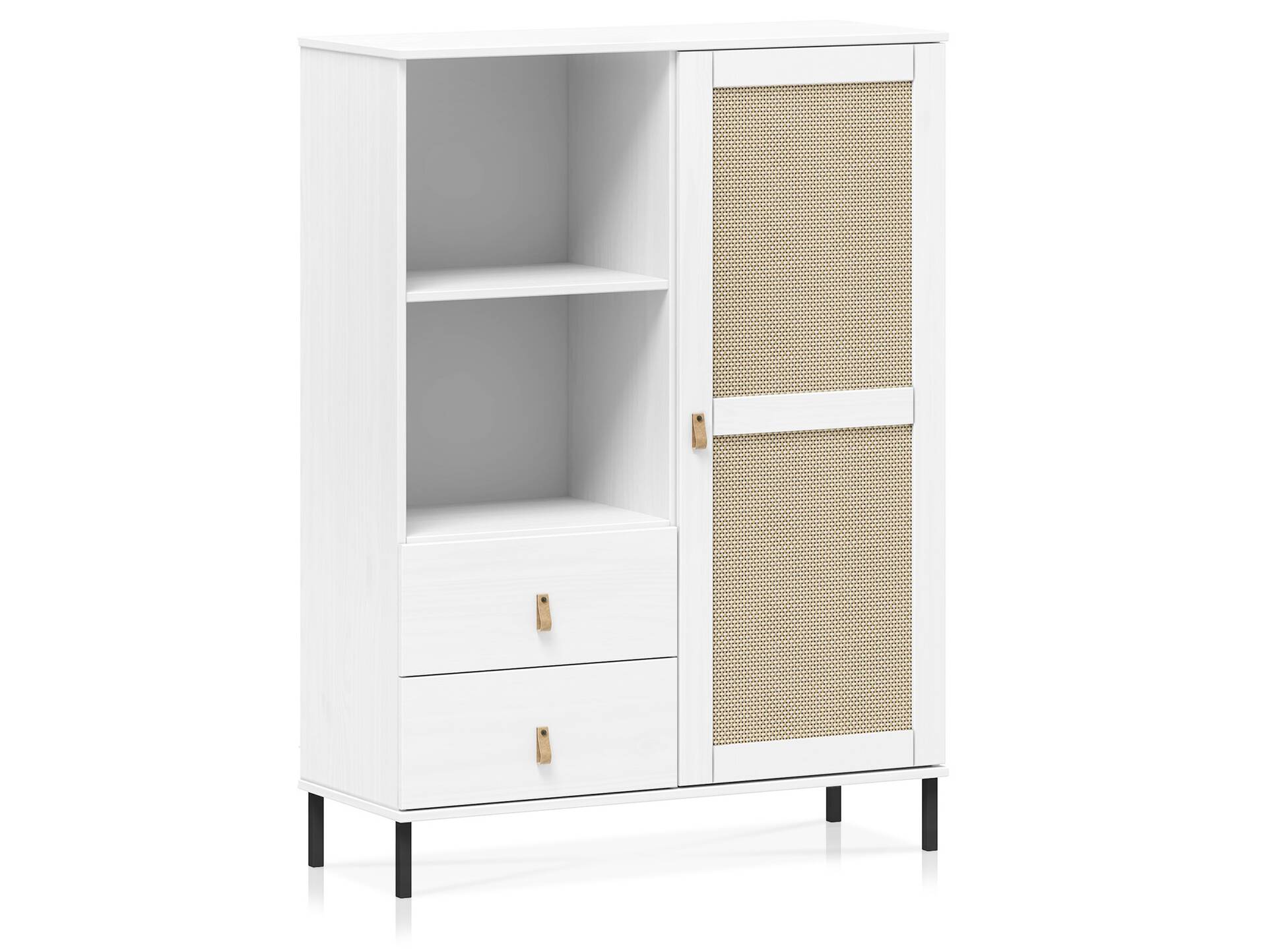 CINOY Highboard I, Material Massivholz, Kiefer lackiert weiss