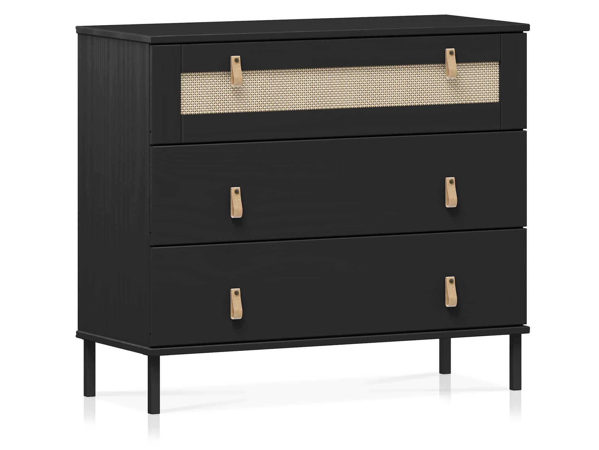 CINOY Sideboard I, Material Massivholz, Kiefer lackiert schwarz