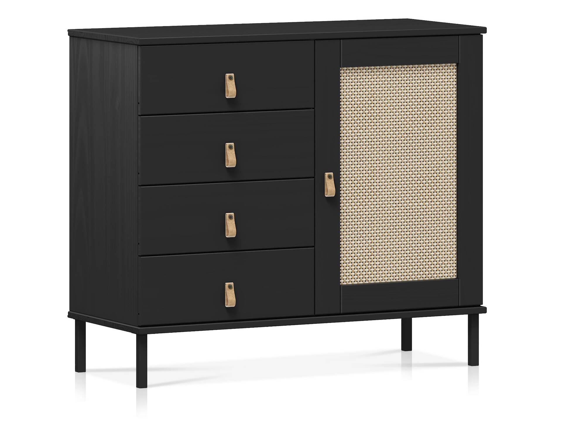 CINOY Sideboard II, Material Massivholz, Kiefer lackiert schwarz