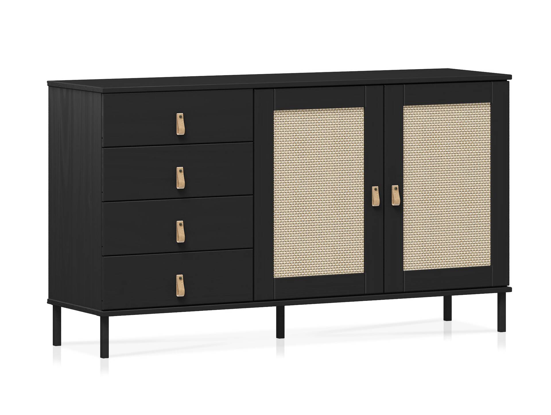 CINOY Sideboard III, Material Massivholz, Kiefer lackiert schwarz