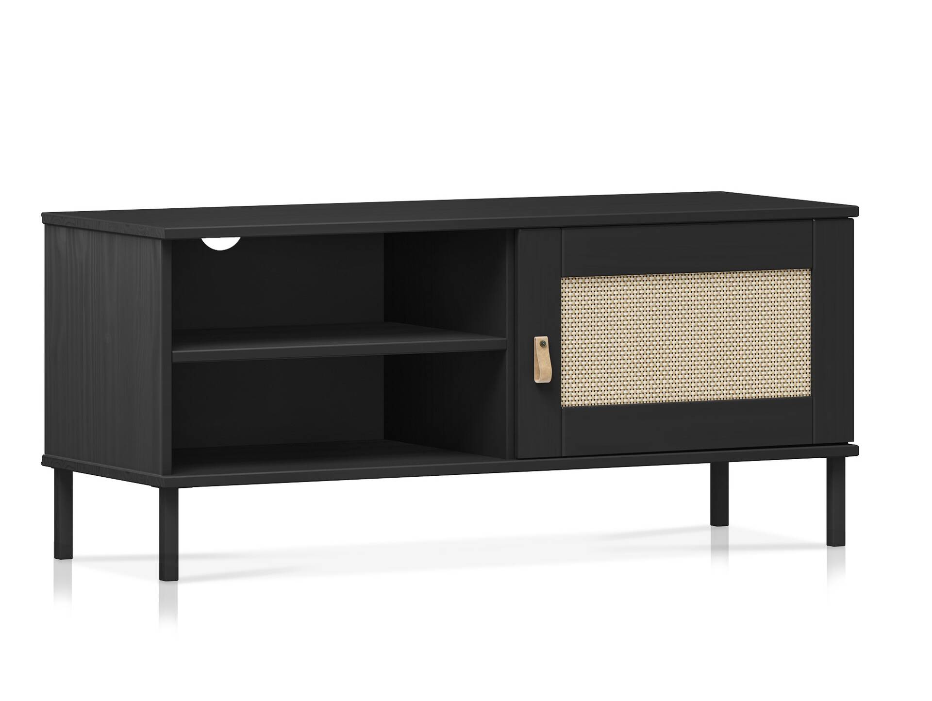 CINOY TV-Board I, Material Massivholz, Kiefer lackiert schwarz