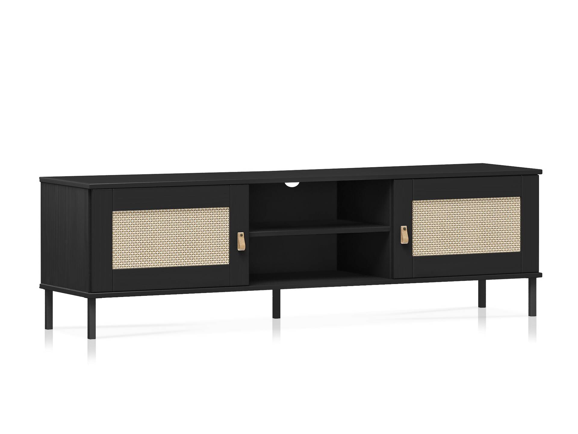 CINOY TV-Board II, Material Massivholz, Kiefer lackiert schwarz