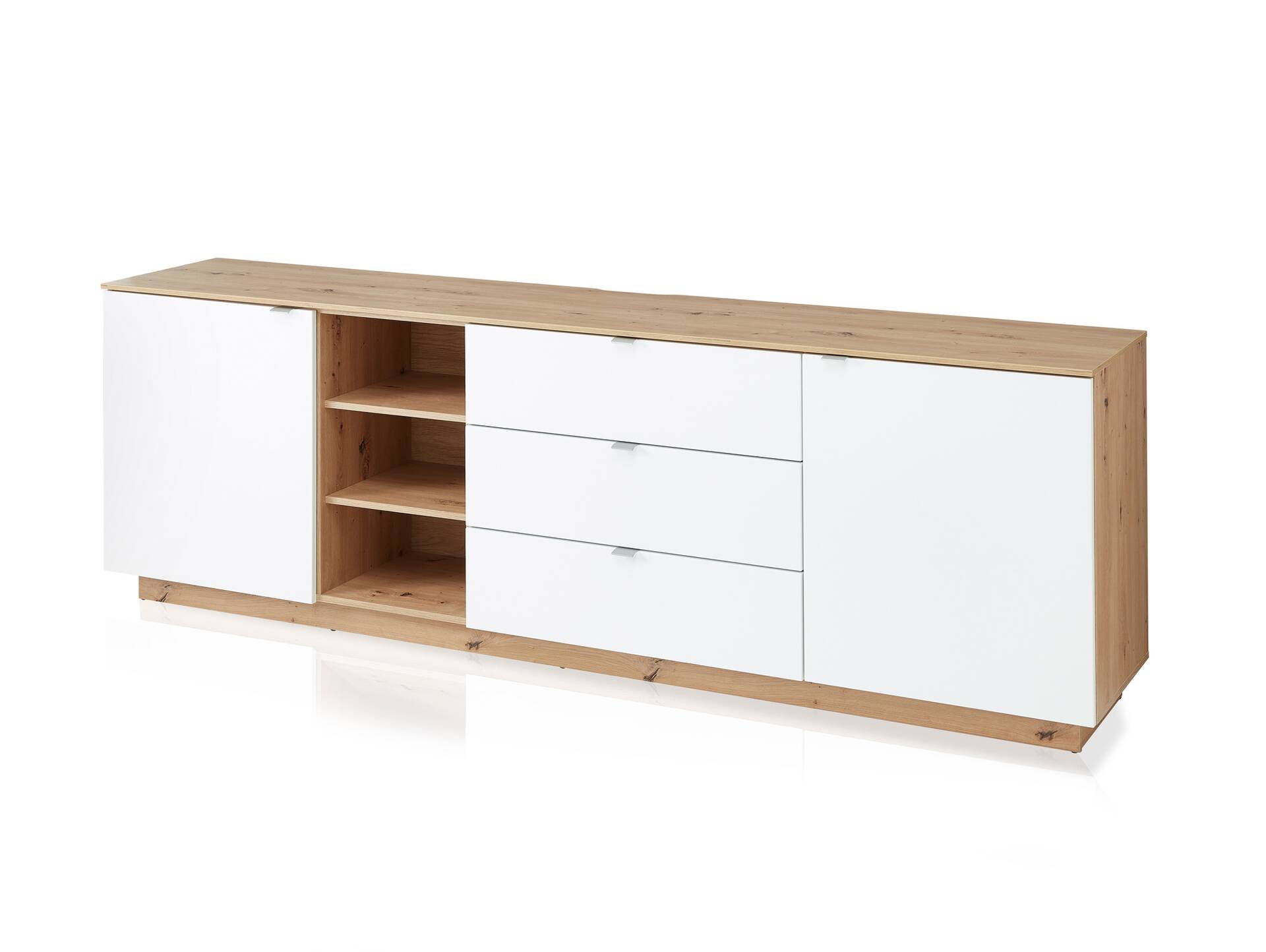 CASSINO TV-Sideboard II, Material Dekorspanplatte, Artisan Eiche Nachbildung weiss