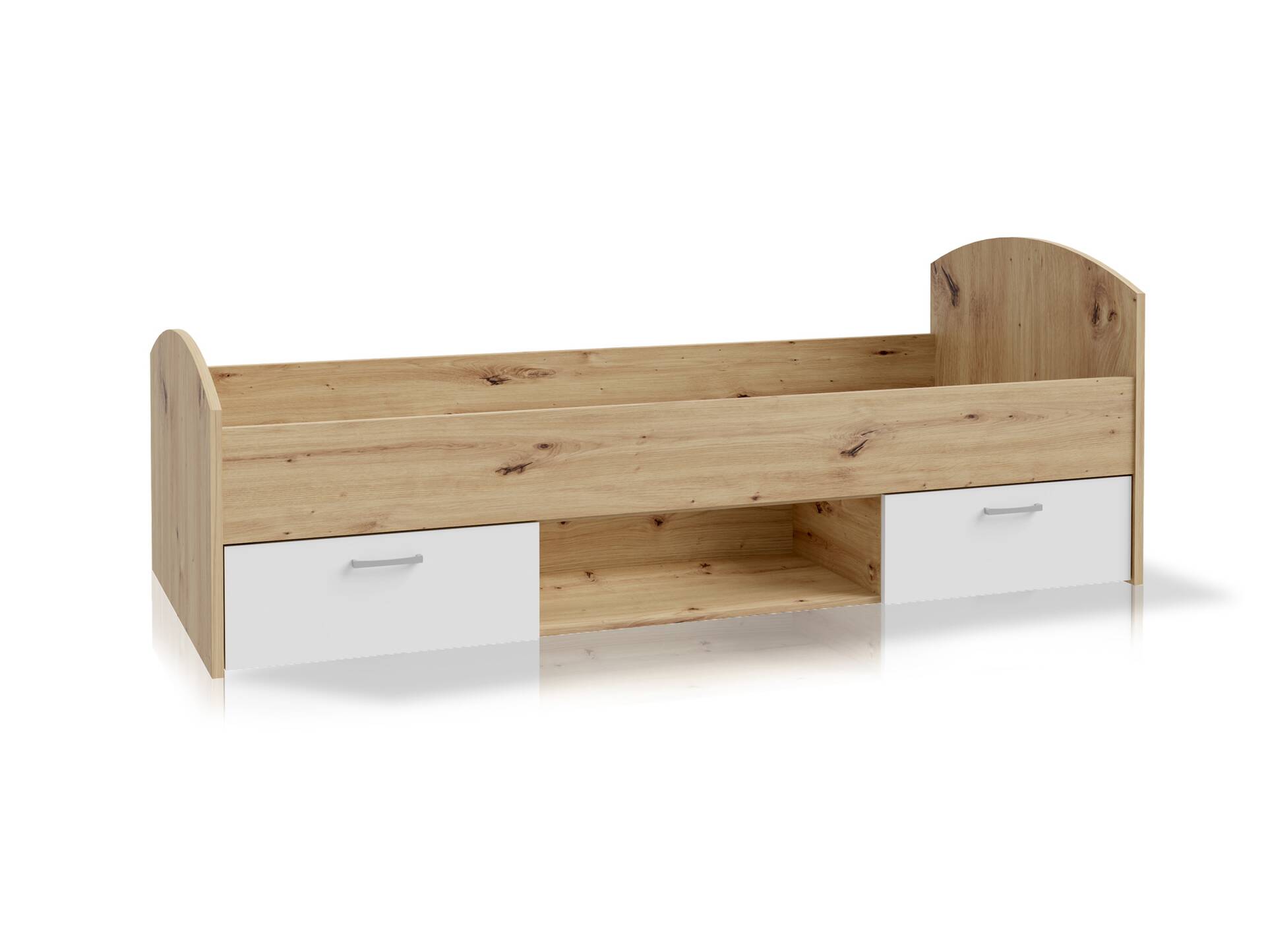 CARLITO Jugendbett / Funktionsbett  90x200 cm, Material Dekorspanplatte, Artisan eichefarbig/weiss 