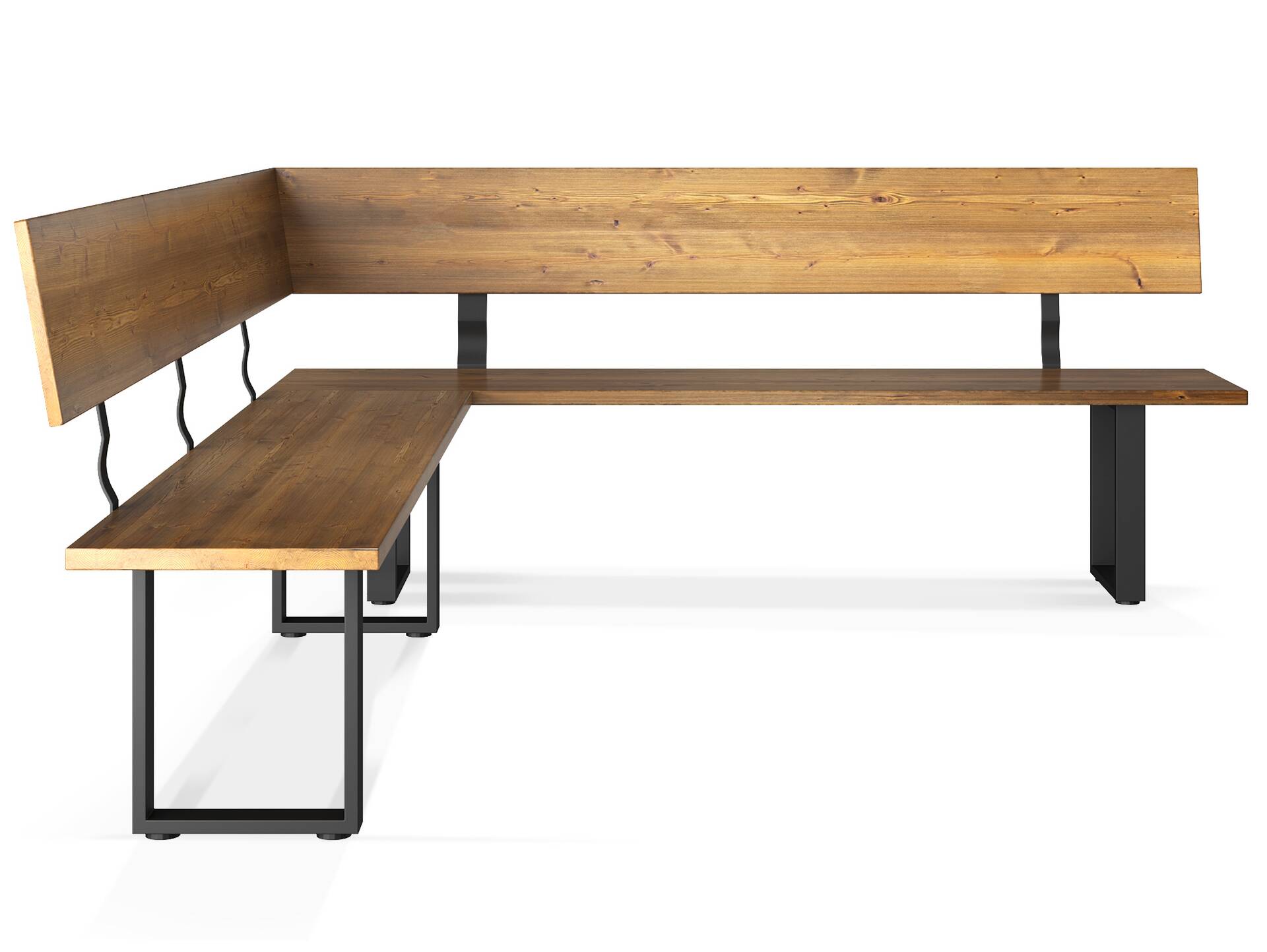 CURBY Eckbank, rustikale Altholzoptik, Material Massivholz, Fichte gebürstet 167 x 288 cm | vintage | ohne Sitzkissen