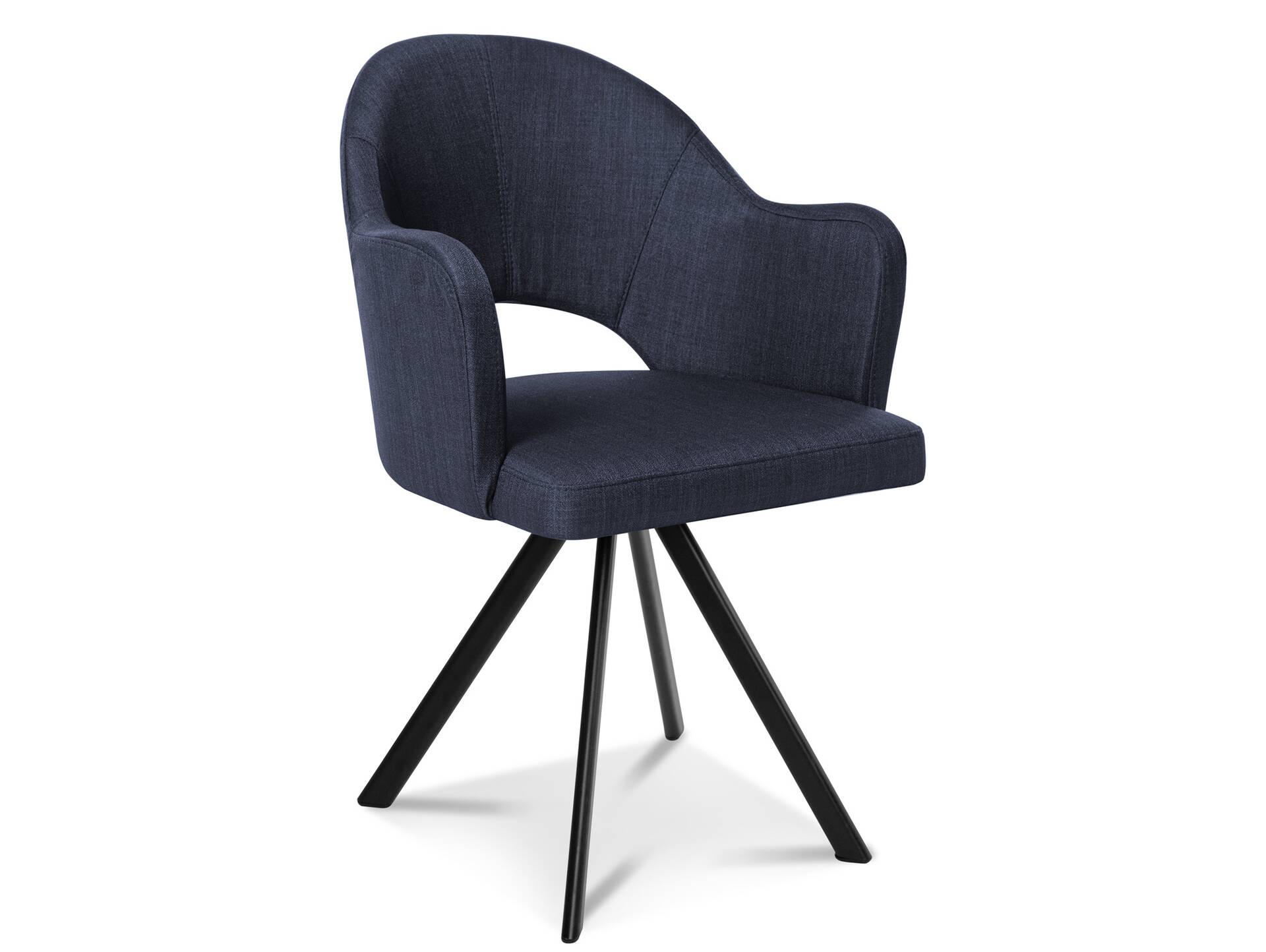 DOLORA Schalenstuhl, Gestell Eisen schwarz mit Drehfunktion | Stoff | blau