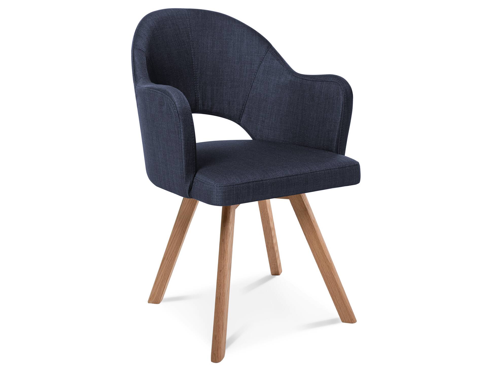 DOLORA Schalenstuhl, Gestell Massivholz ohne Drehfunktion | Stoff | blau
