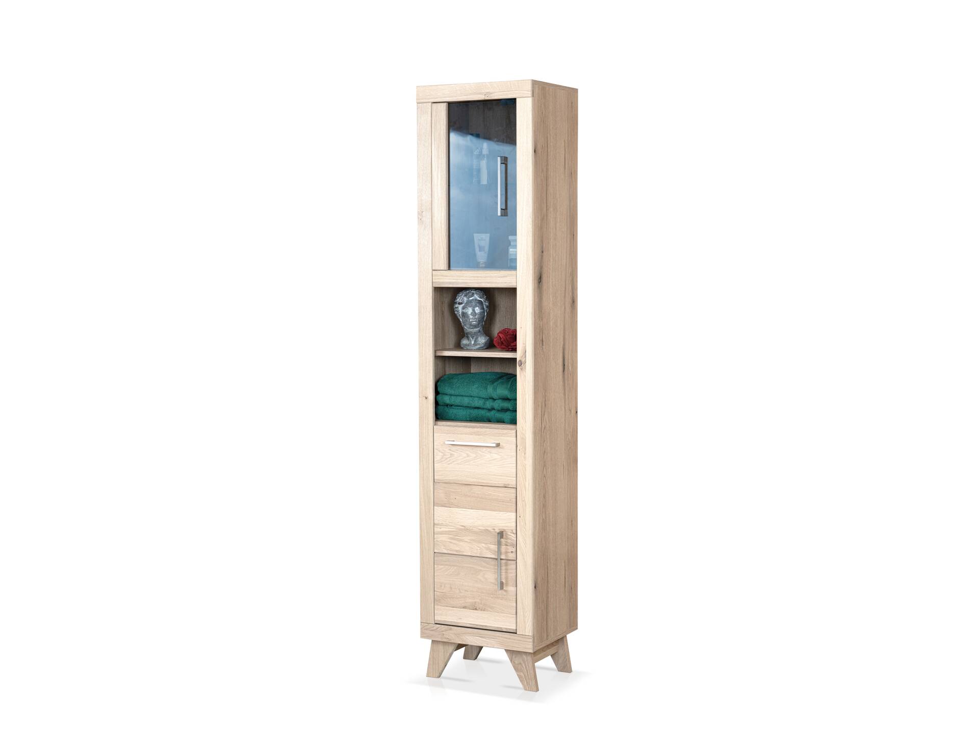 OZEANA Hochschrank II fürs Badezimmer, Material teilmassiv Eiche