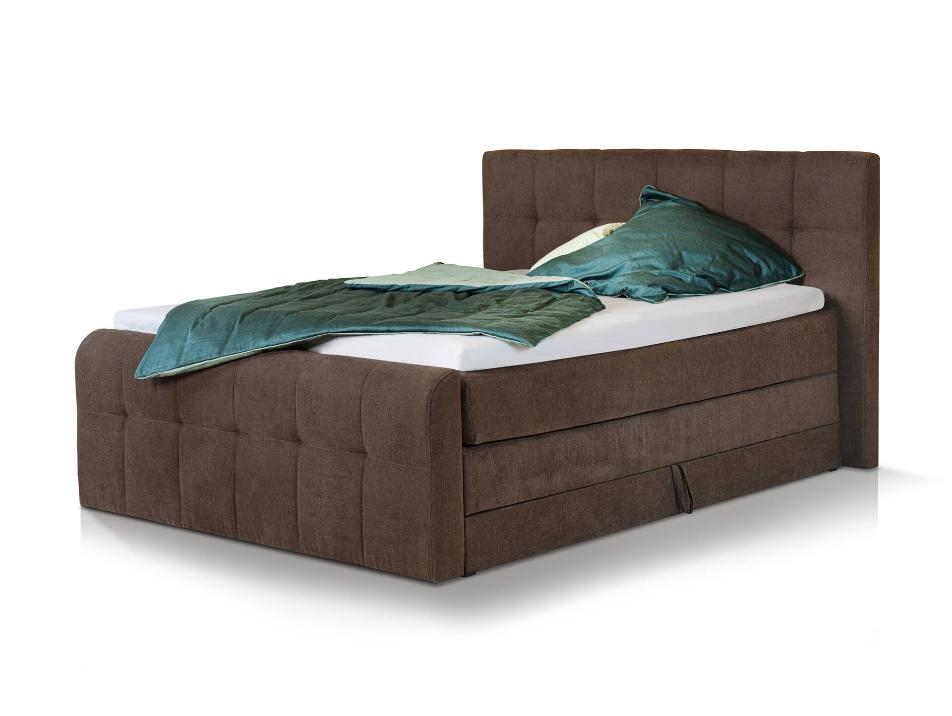 ARTEMIS NEW Boxspringbett, Material Stoff 180 x 200 cm | Braun | Härtegrad 2