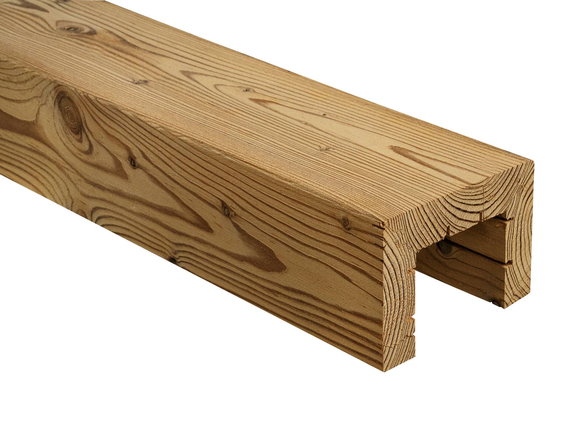 THERMO-U-Balken / Zierbalken gebürstet, THERMO-Fichte, Material Massivholz 120 x 80 mm | 1 Meter