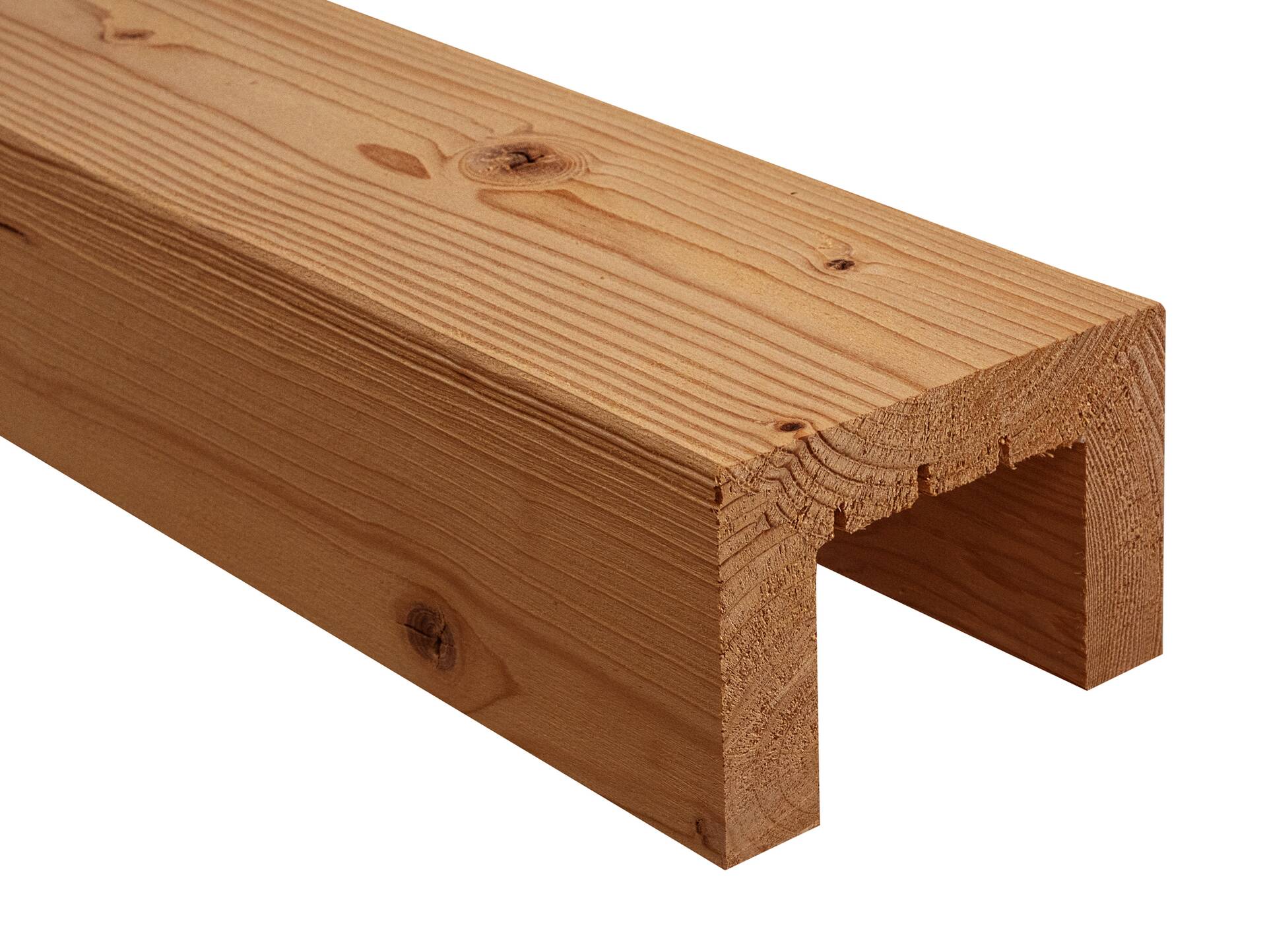 THERMO-U-Balken / Zierbalken gebürstet, THERMO-Lärche, Material Massivholz 120 x 80 mm | 1 Meter