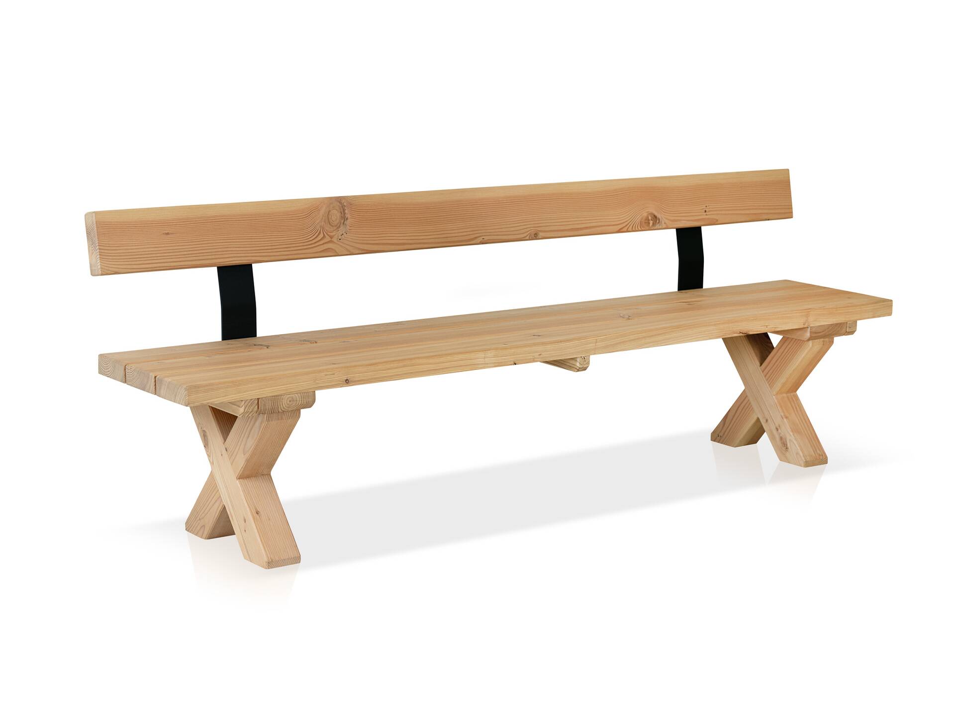 CANCUN PLUS Sitzbank / Gartenbank, Material Massivholz, Lärche 200 cm | Natur | mit Rückenlehne
