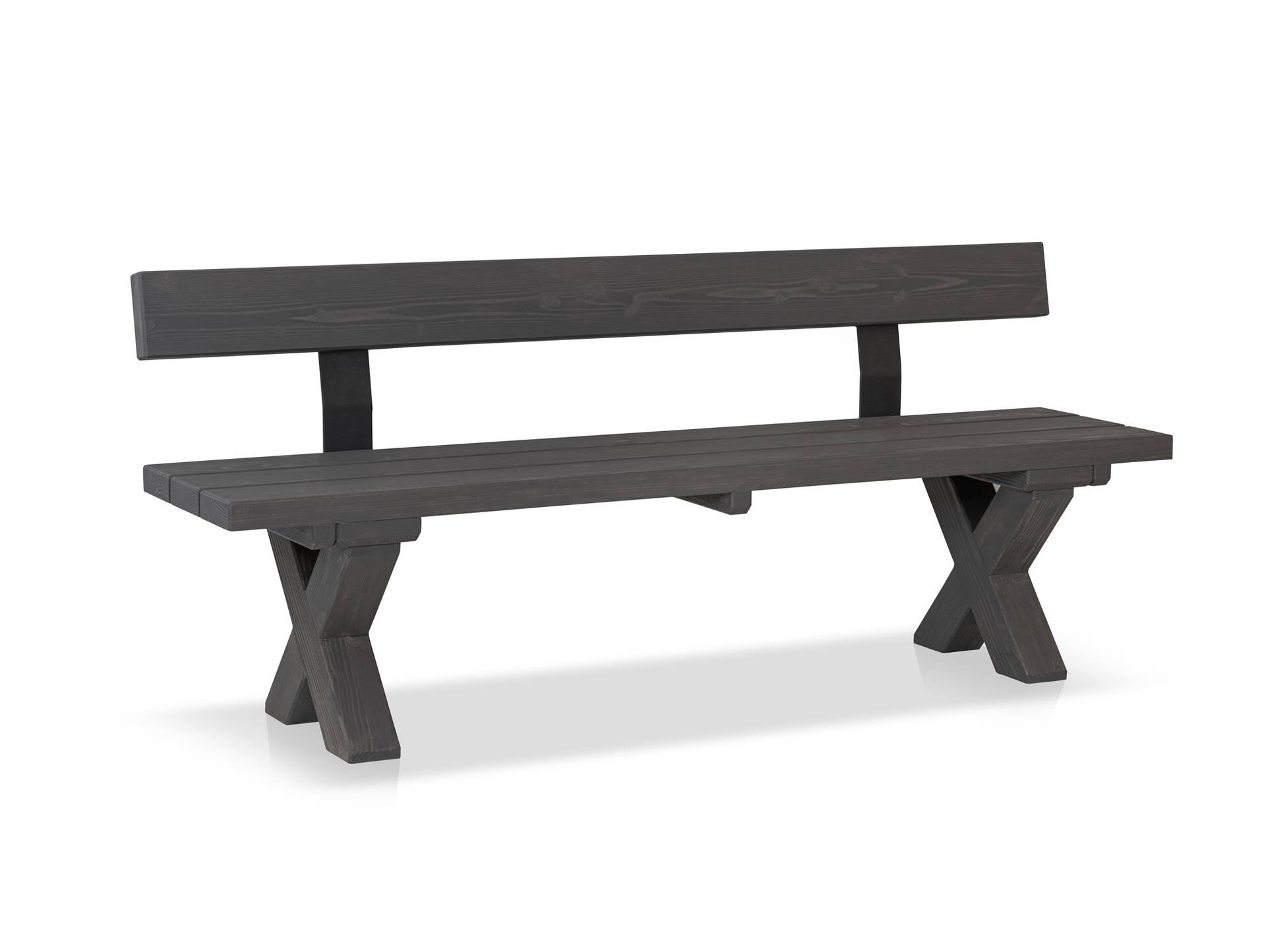 CANCUN PLUS Sitzbank / Gartenbank, Material Massivholz, Lärche 200 cm | Grau | mit Rückenlehne