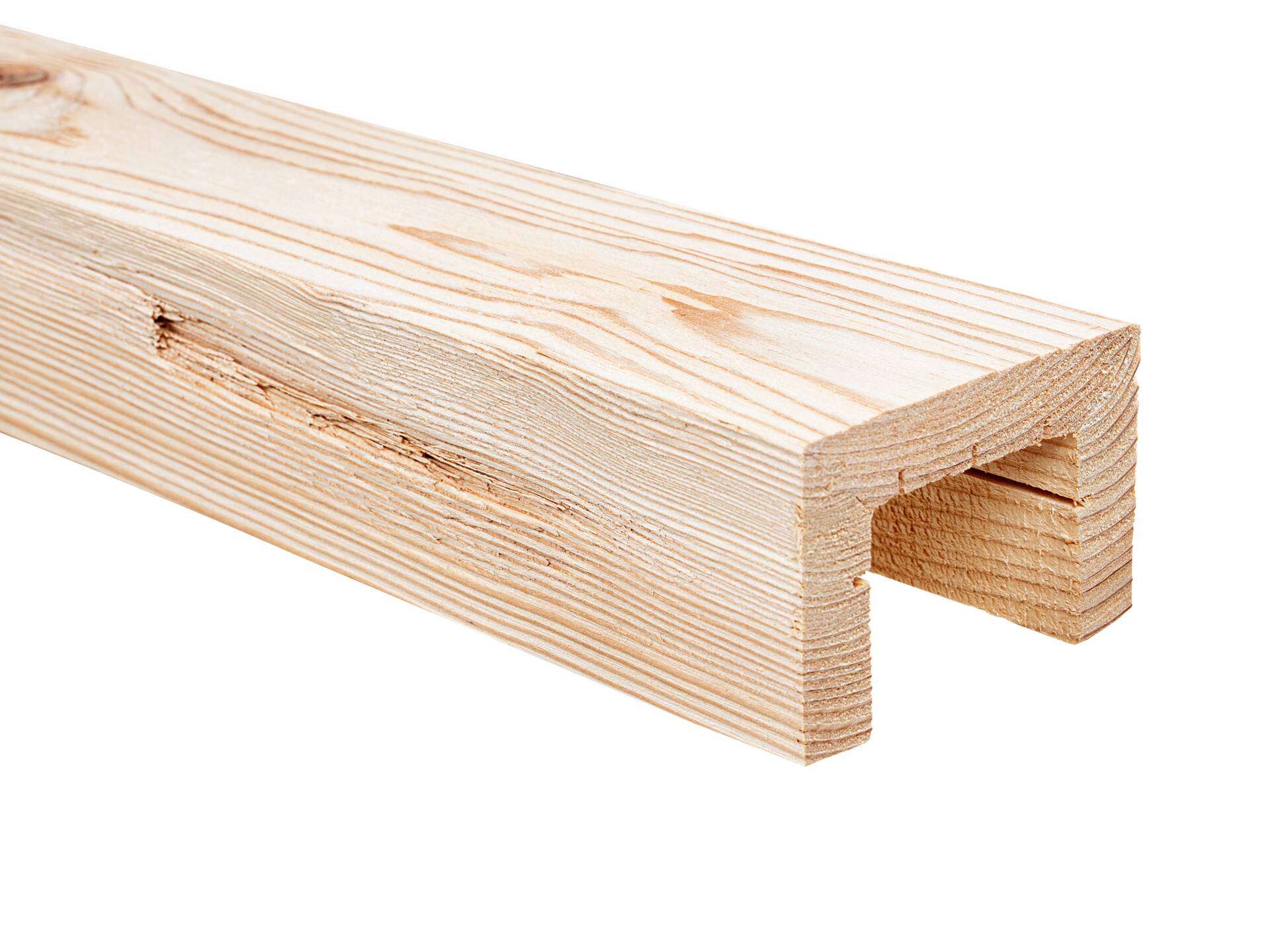 U-Balken / Zierbalken gehackt, Lärche natur, Material Massivholz 120 x 80 mm | 1 Meter