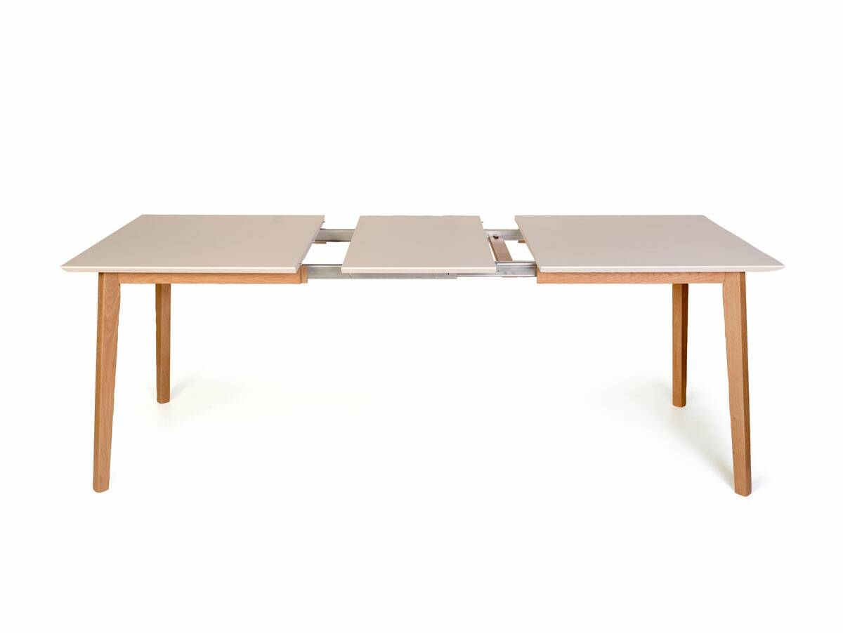 VINCENT Esstisch, Material Massivholz 140/185 x 80 cm | Eiche/weiss