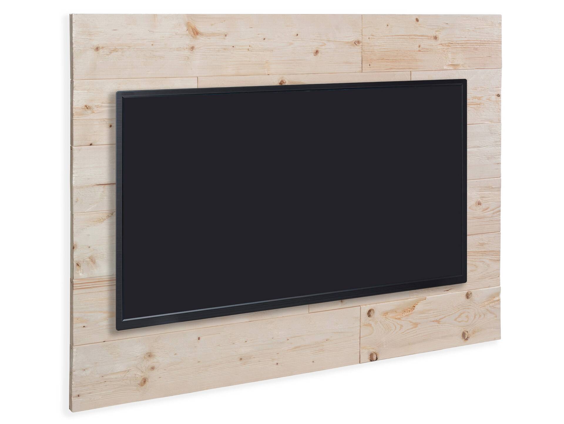TV-Wand, Fichte gehackt, Material Massivholz, rustikale Optik 