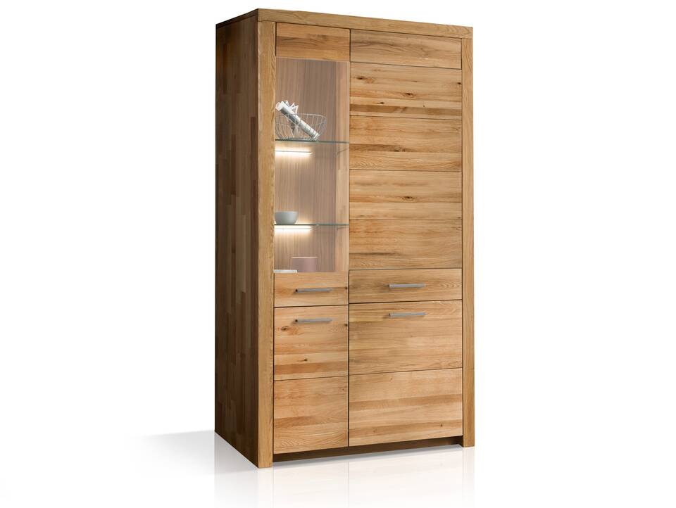 KAMILLA Vitrine II, Material Massivholz, Wildeiche geölt links