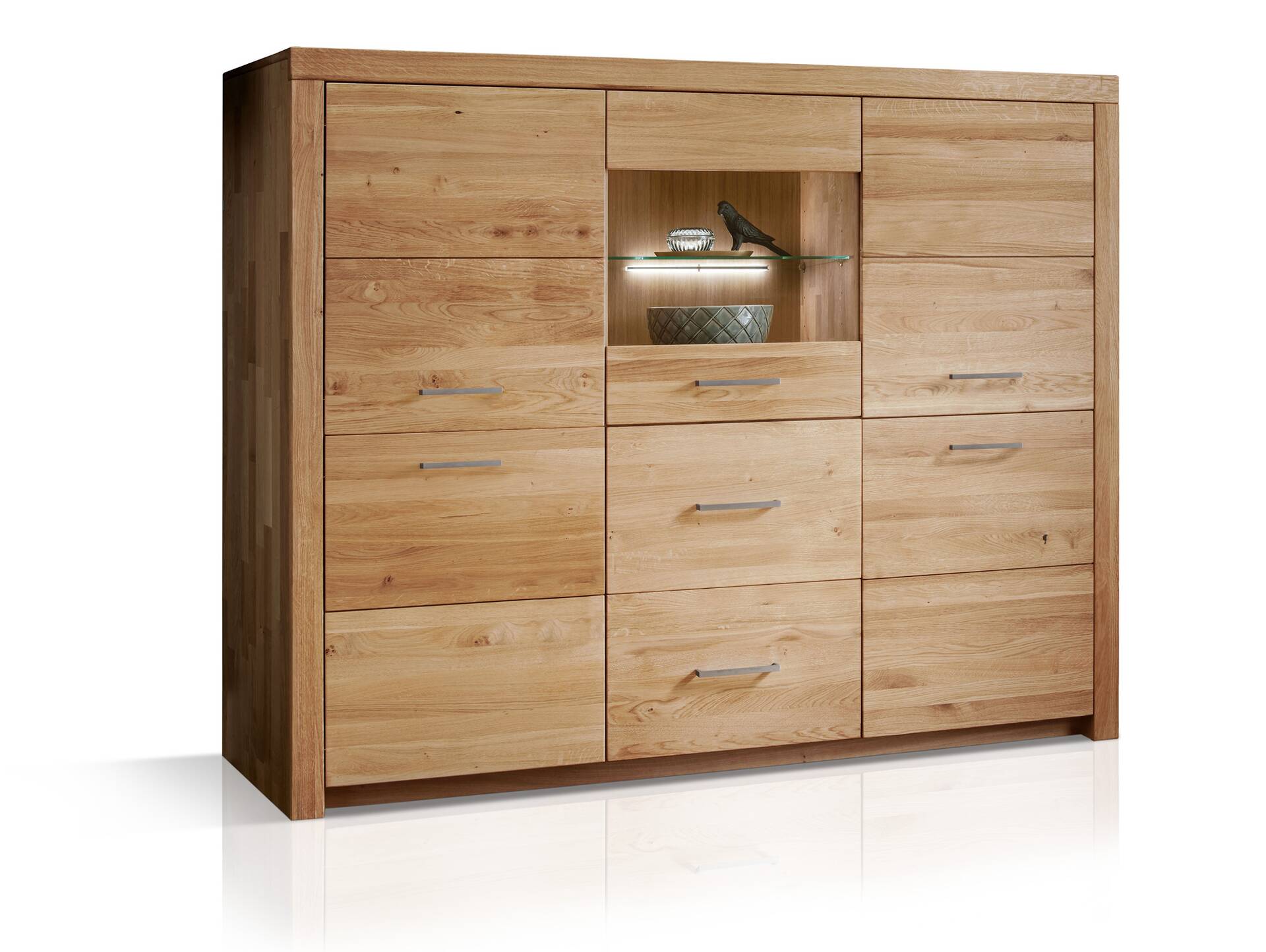 KAMILLA Highboard II, Material Massivholz, Wildeiche geölt 