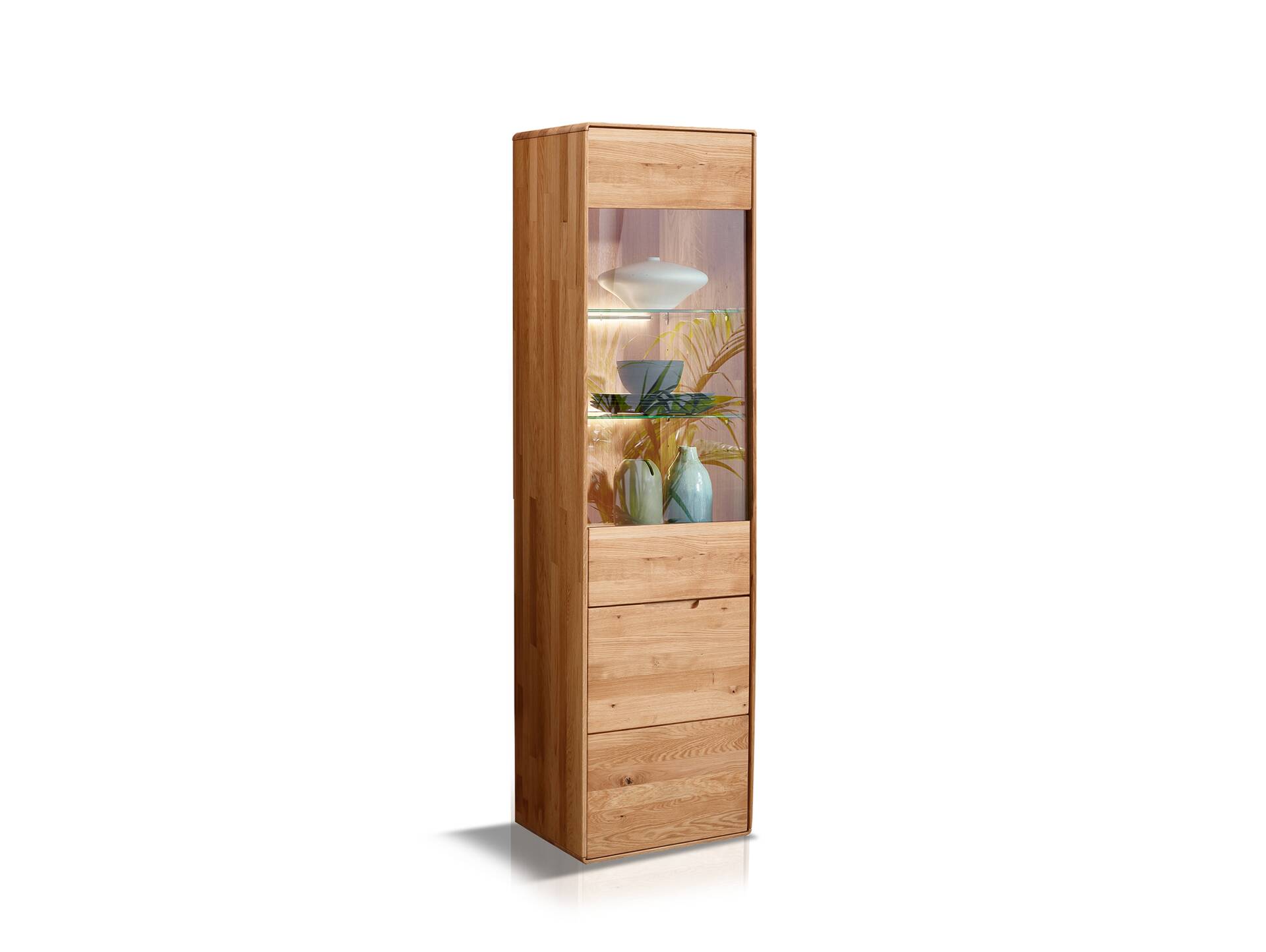 ANDINO Vitrine I, Material Massivholz, Wildeiche geölt 