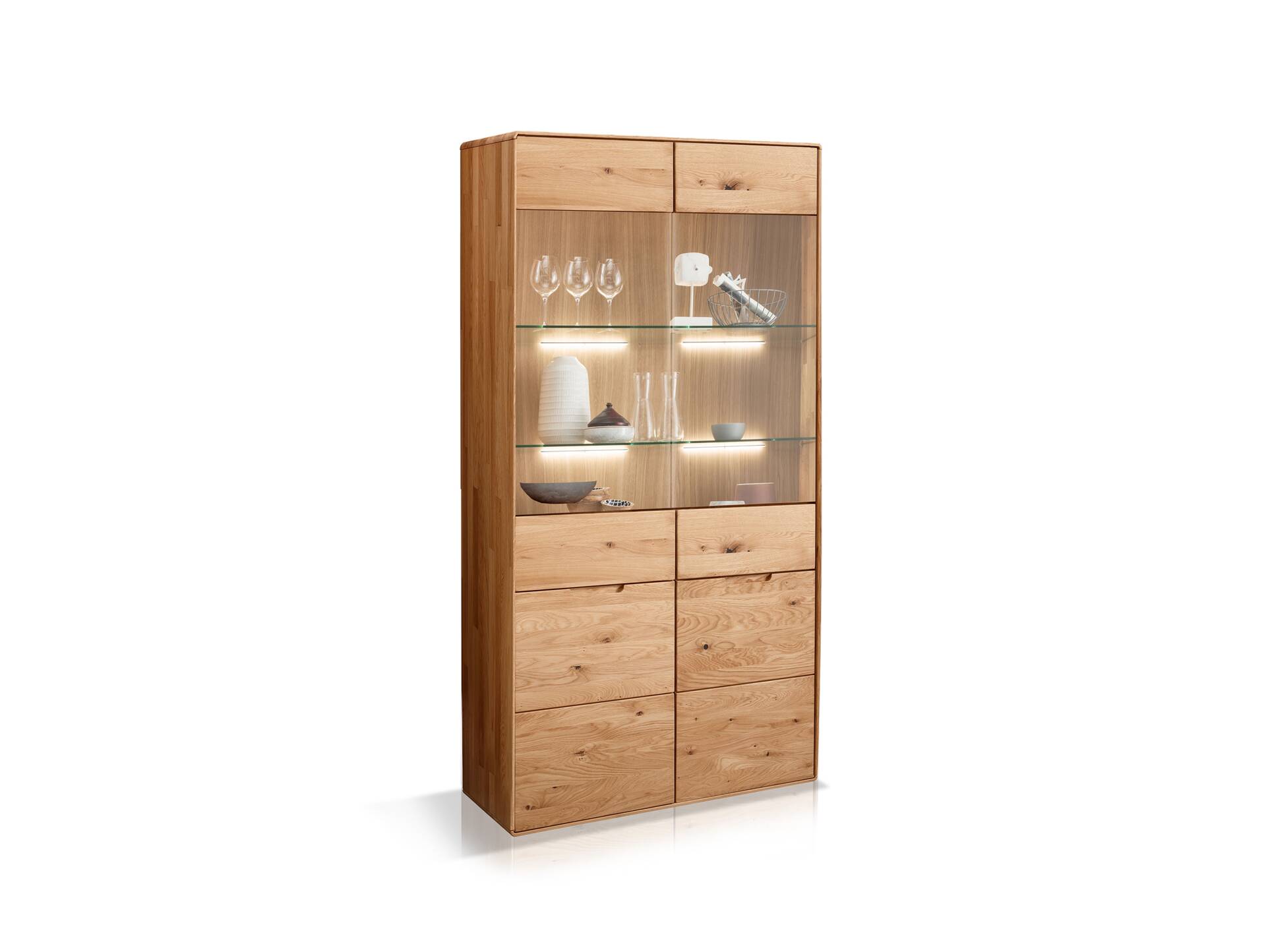 ANDINO Vitrine II, Material Massivholz, Wildeiche geölt 