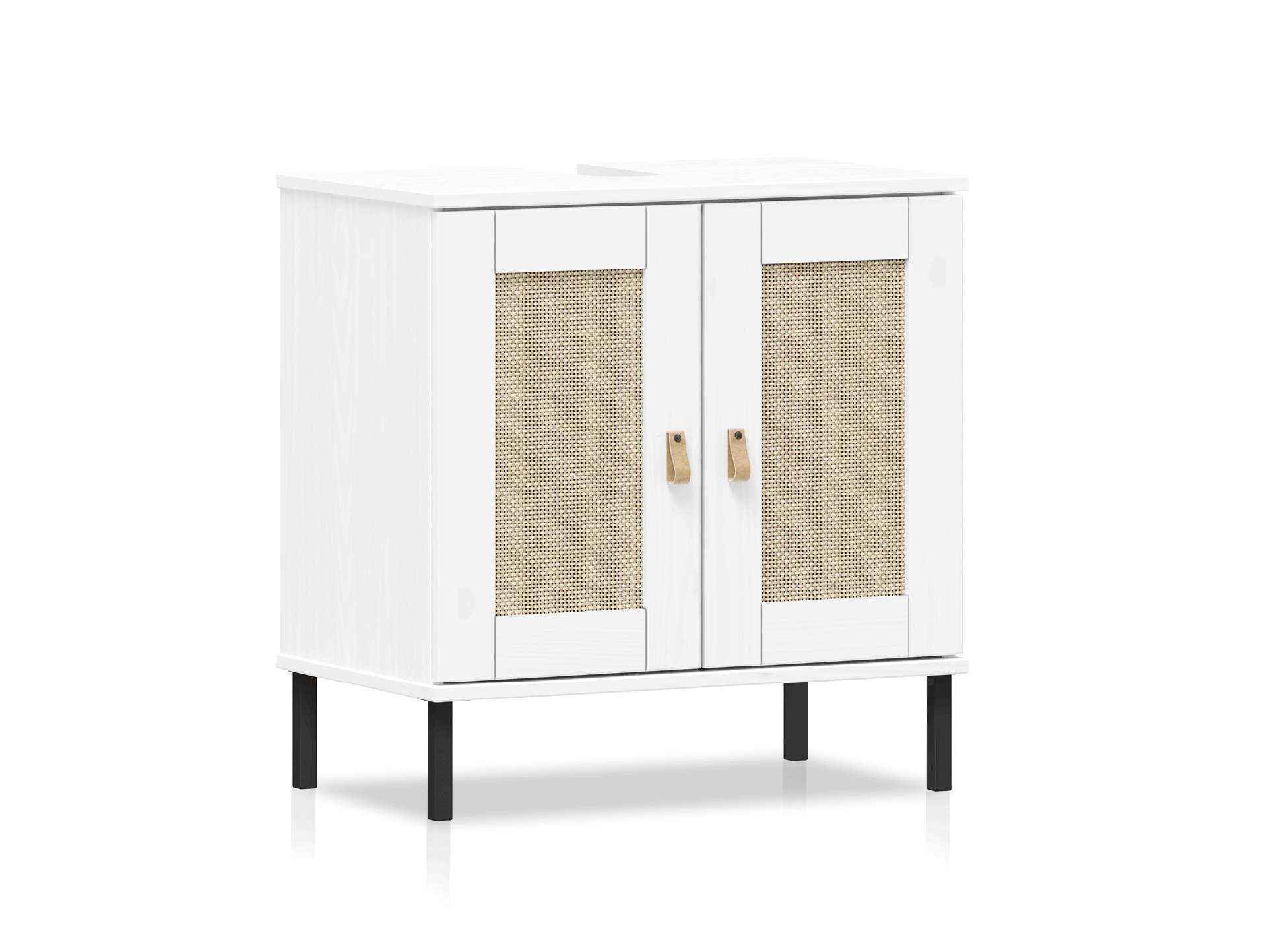 CINOY Waschbeckenunterschrank, Material Massivholz, Kiefer lackiert weiss